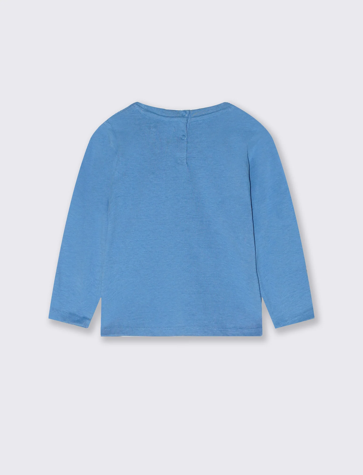T shirt girocollo manica lunga con stampa - Blu oceano - Image 2