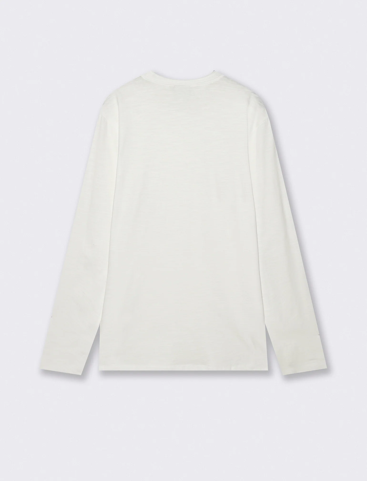 T-Shirt Girocollo Maniche Lunghe Cotone - Bianco - Image 2