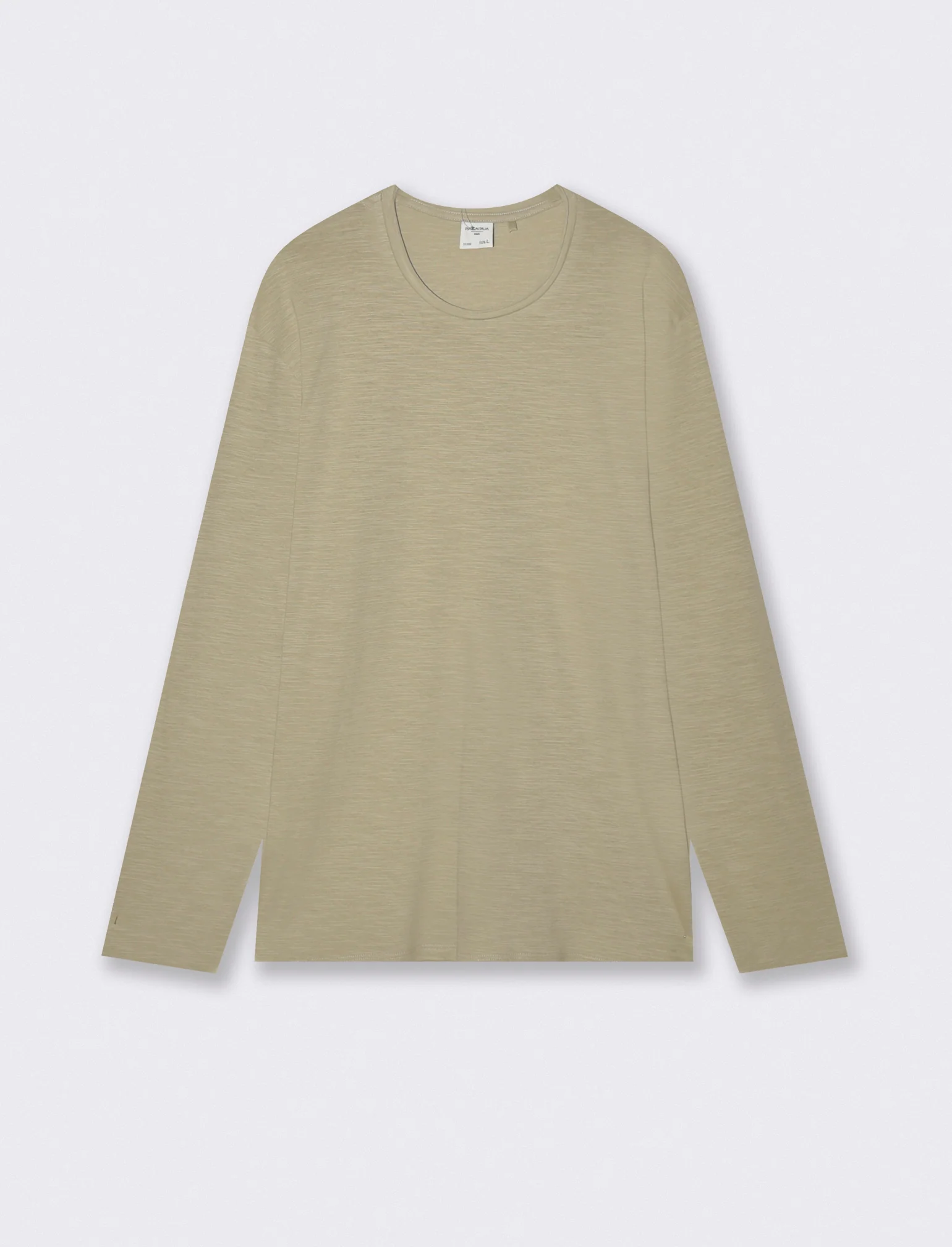 T-Shirt Girocollo Maniche Lunghe Cotone - Grigio stone