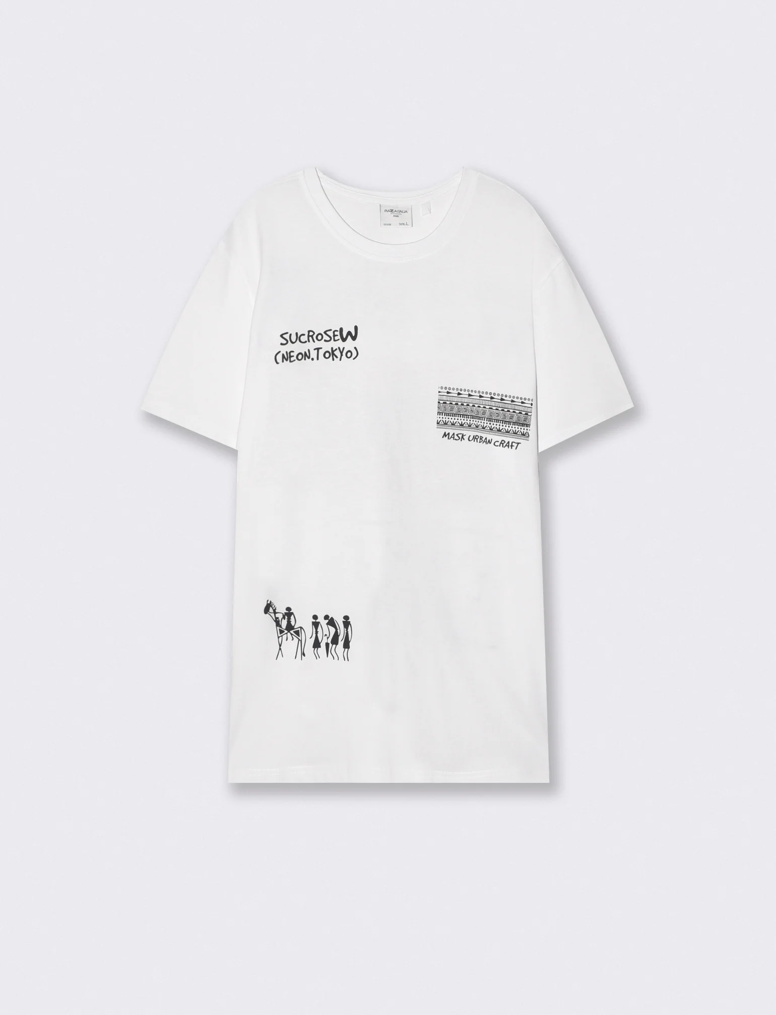T-shirt girocollo regular fit con stampe - Bianco