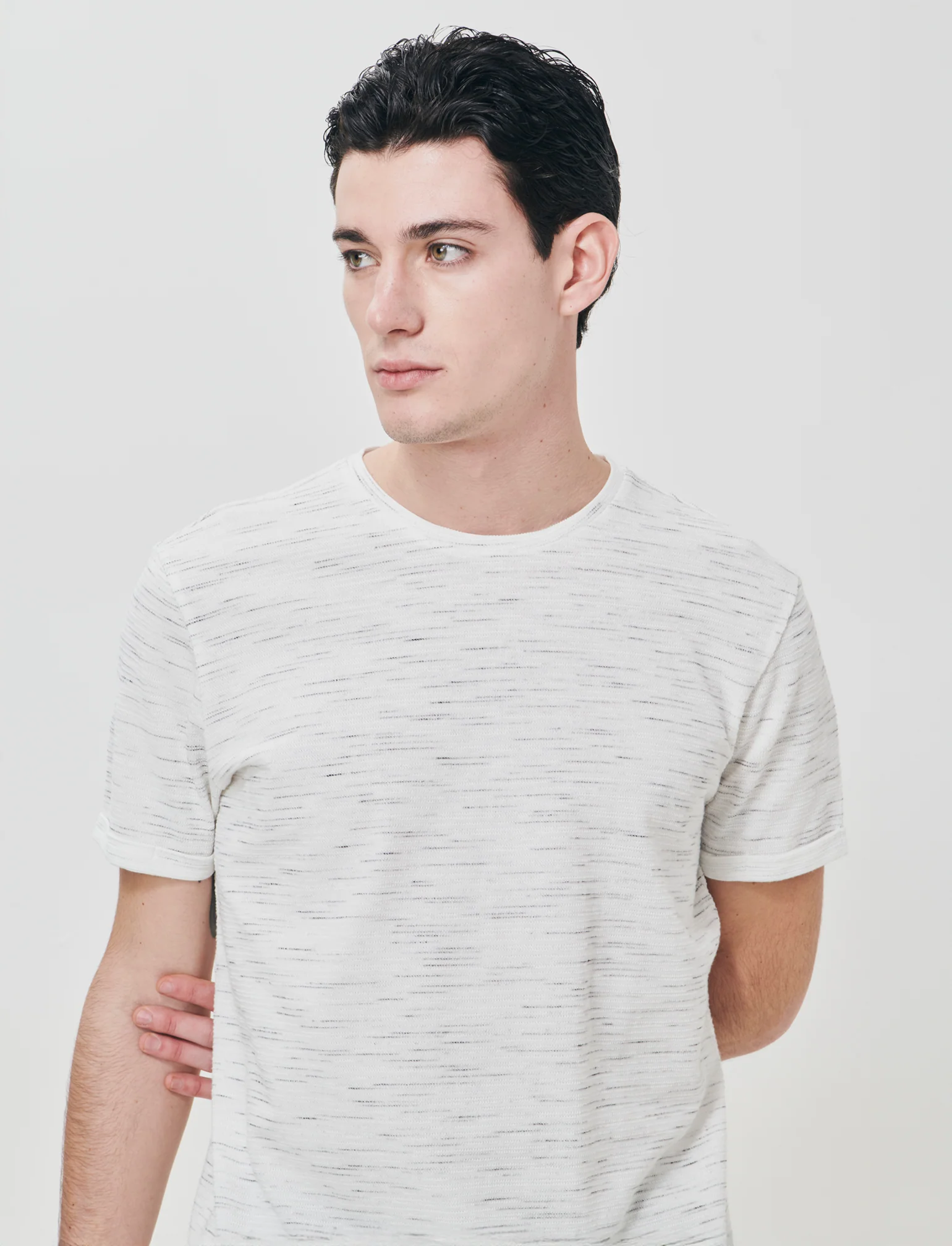 T-shirt girocollo slub injected maniche corte - Bianco - Image 4
