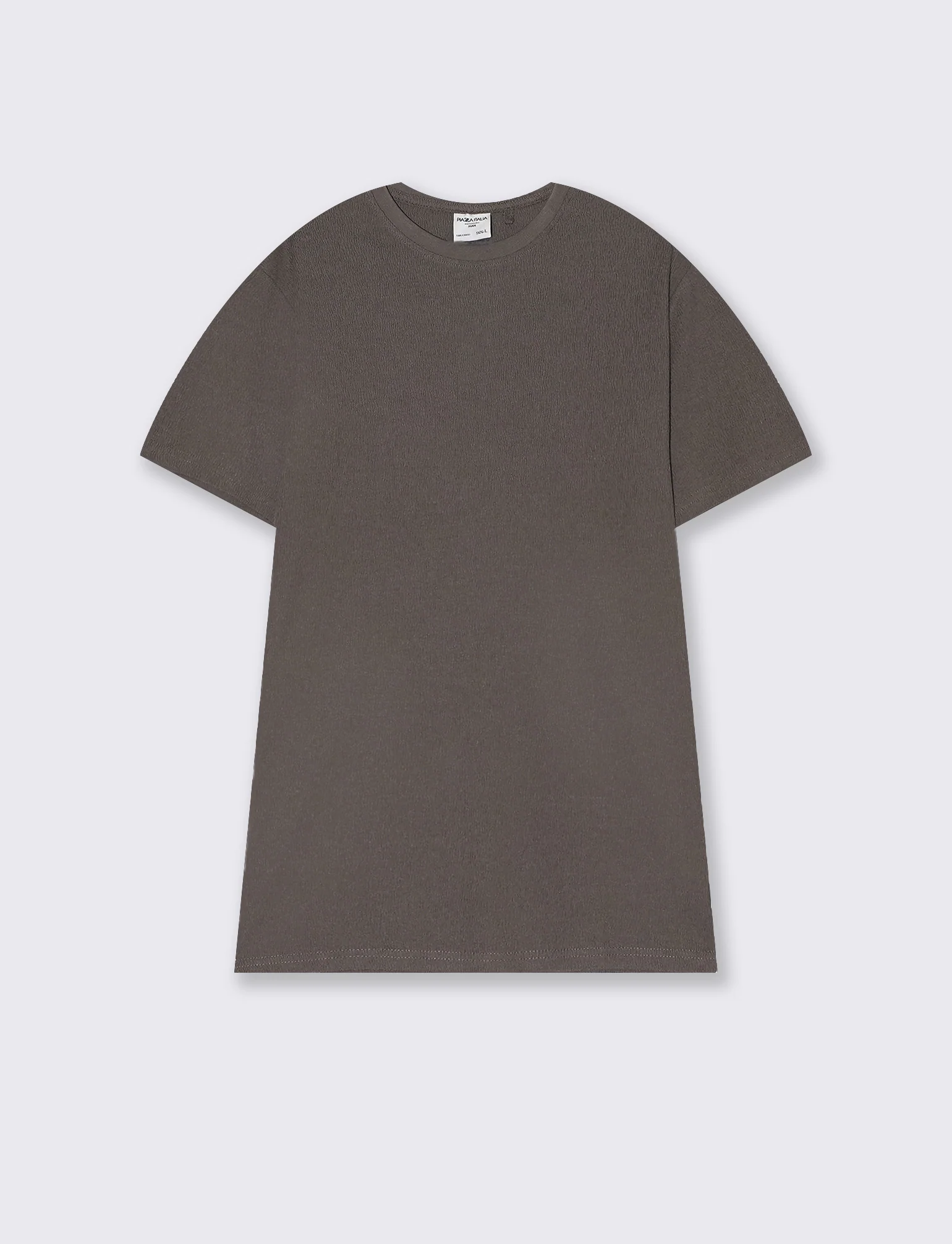T-shirt girocollo struttura jacquard da uomo - Grigio fango - Image 4