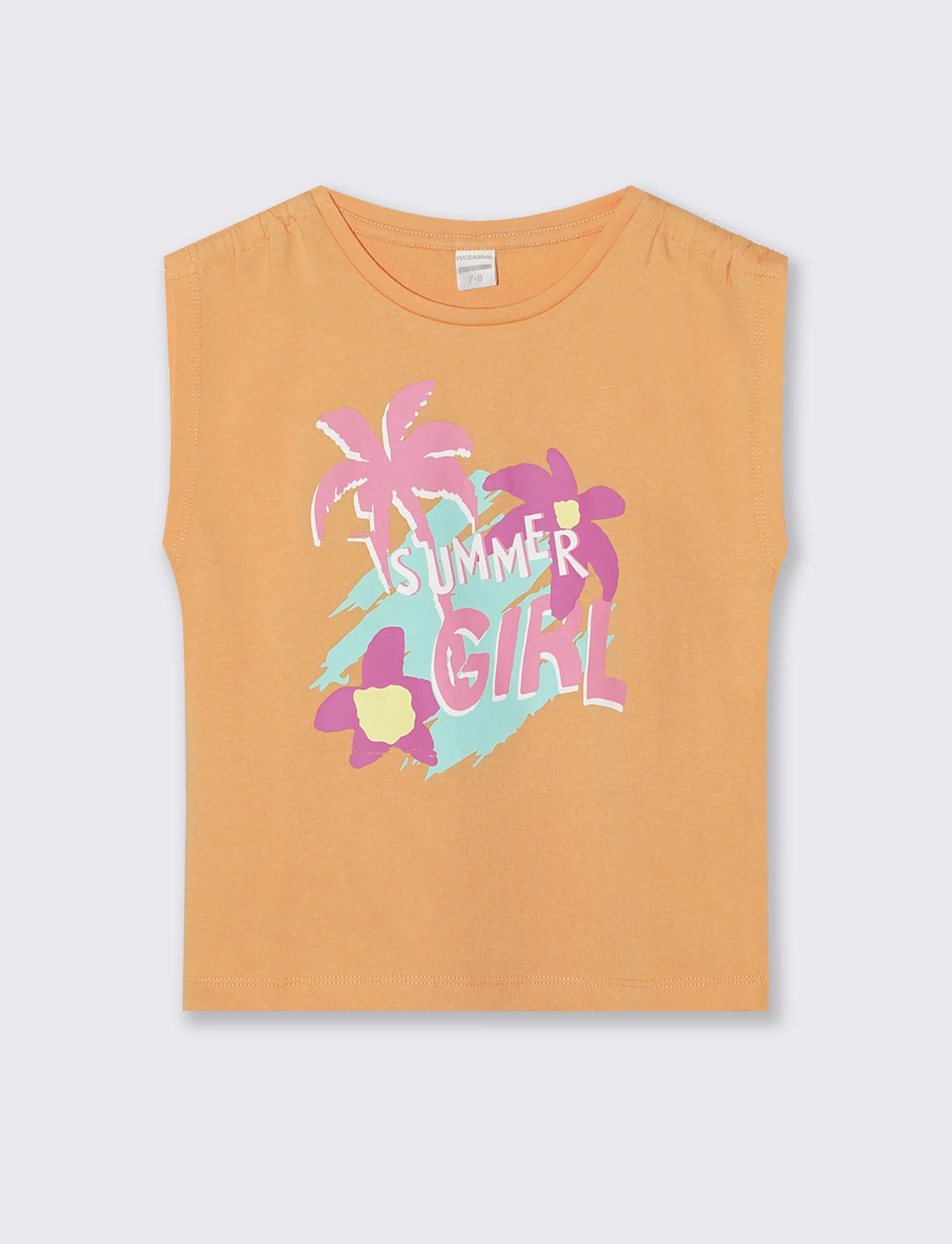T-shirt giromanica bambina con arriccio - Pesca - Image 2