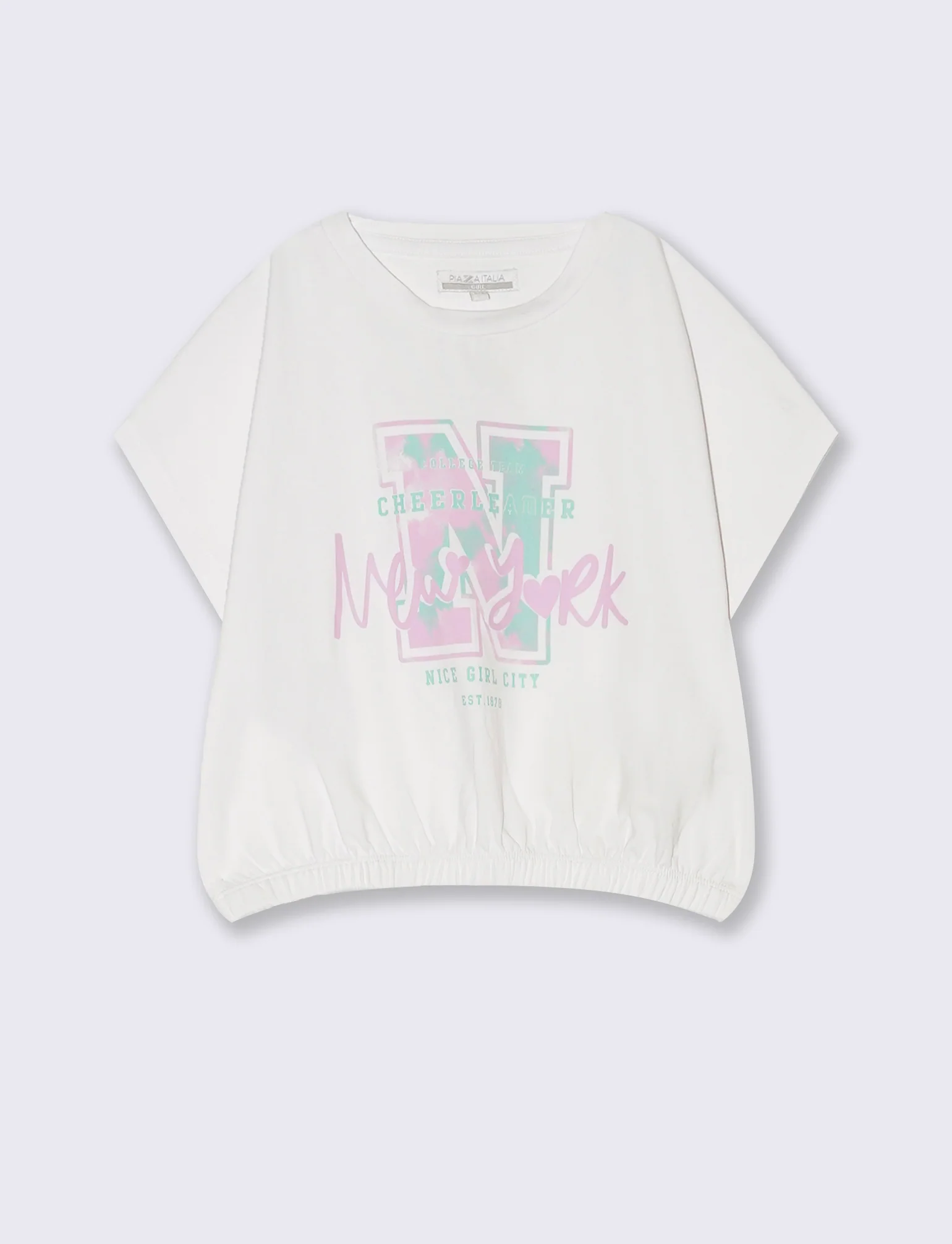 T-shirt giromanica con elastico in vita da bambina - Bianco - Image 2