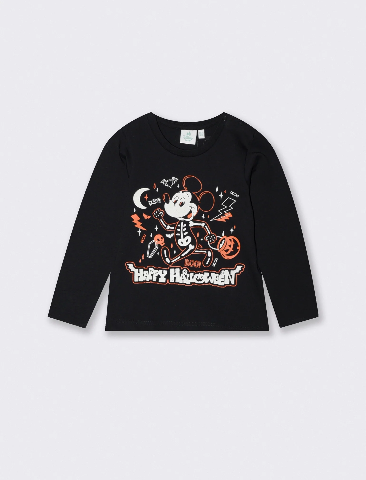 T shirt Halloween Topolino manica lunga - Nero