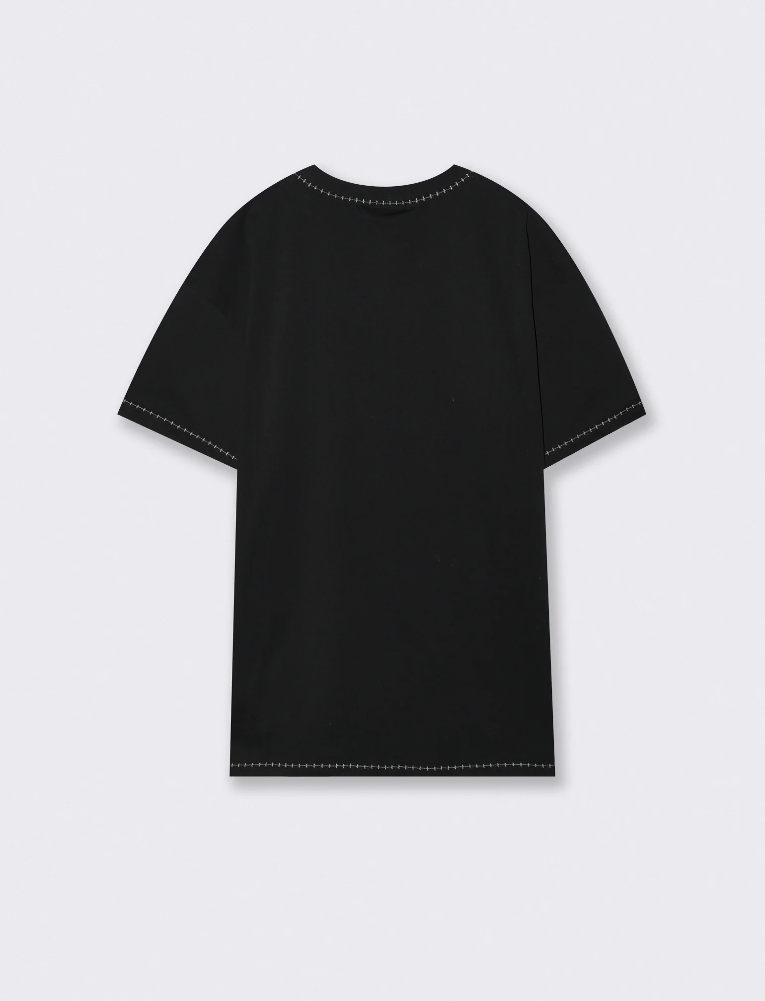 T-shirt heavy weight con impunture a contrasto - Nero - Image 2