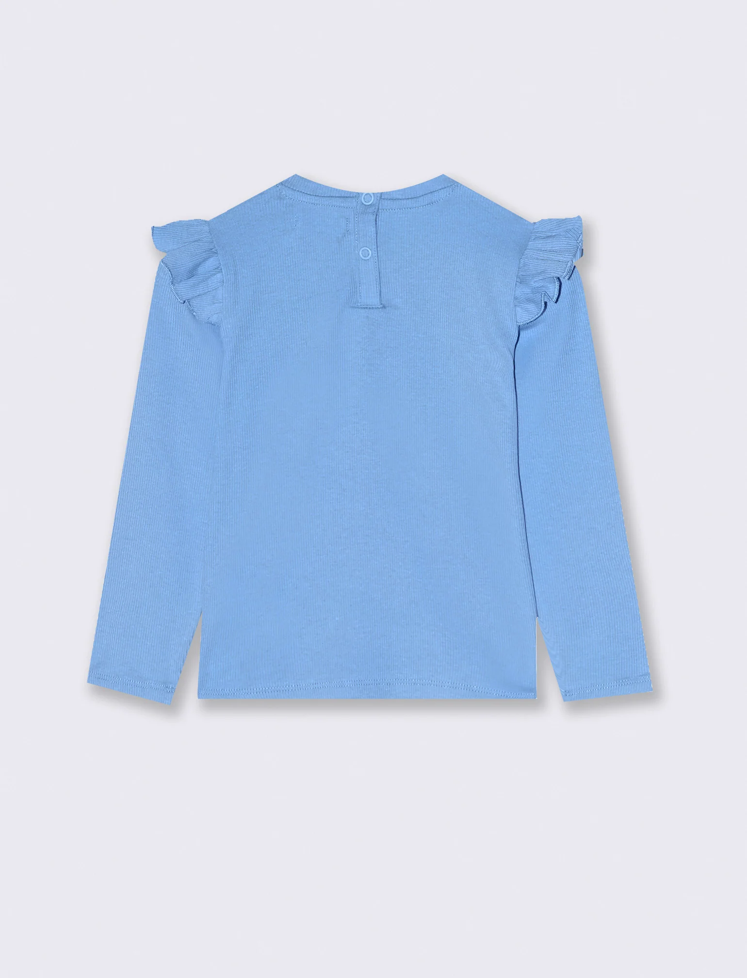 T shirt in costina con ricamo - Azzurro - Image 3