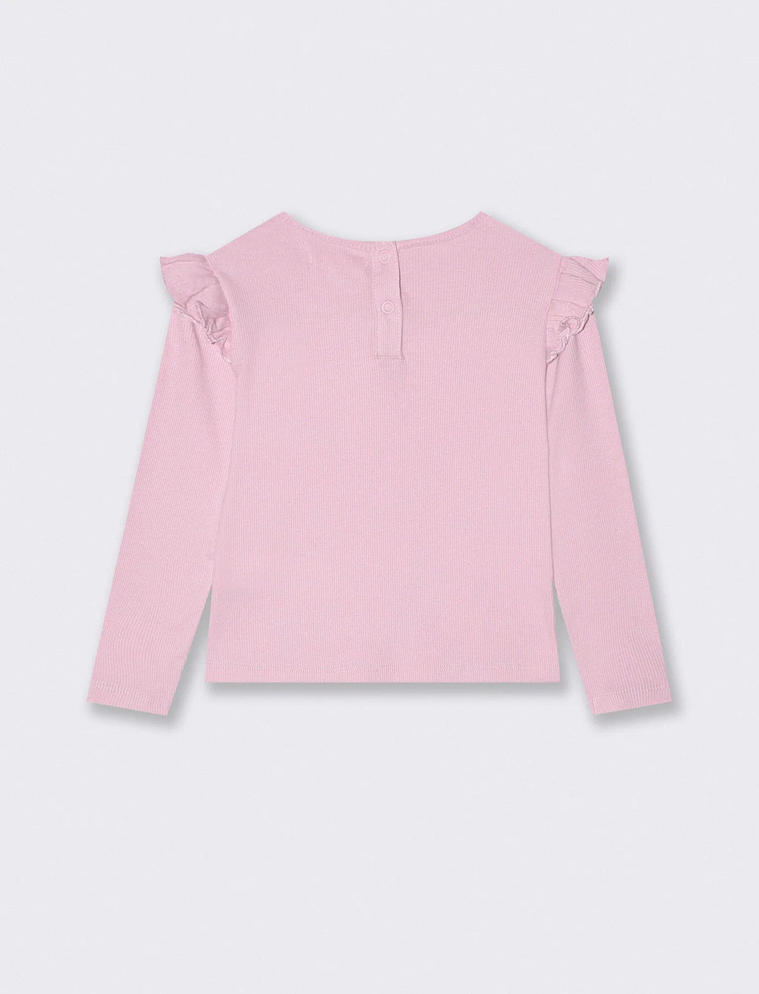 T-shirt in costina con ricamo elegante - Rosa polvere - Image 2