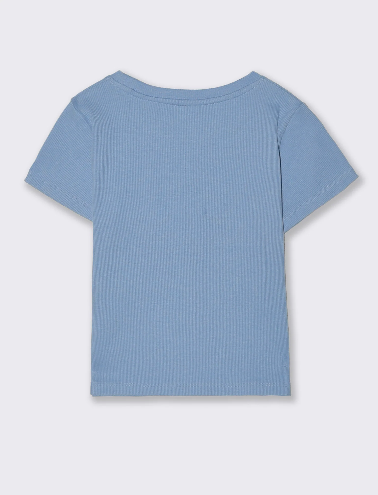 T-shirt in costina con stella e strass - Azzurro - Image 2