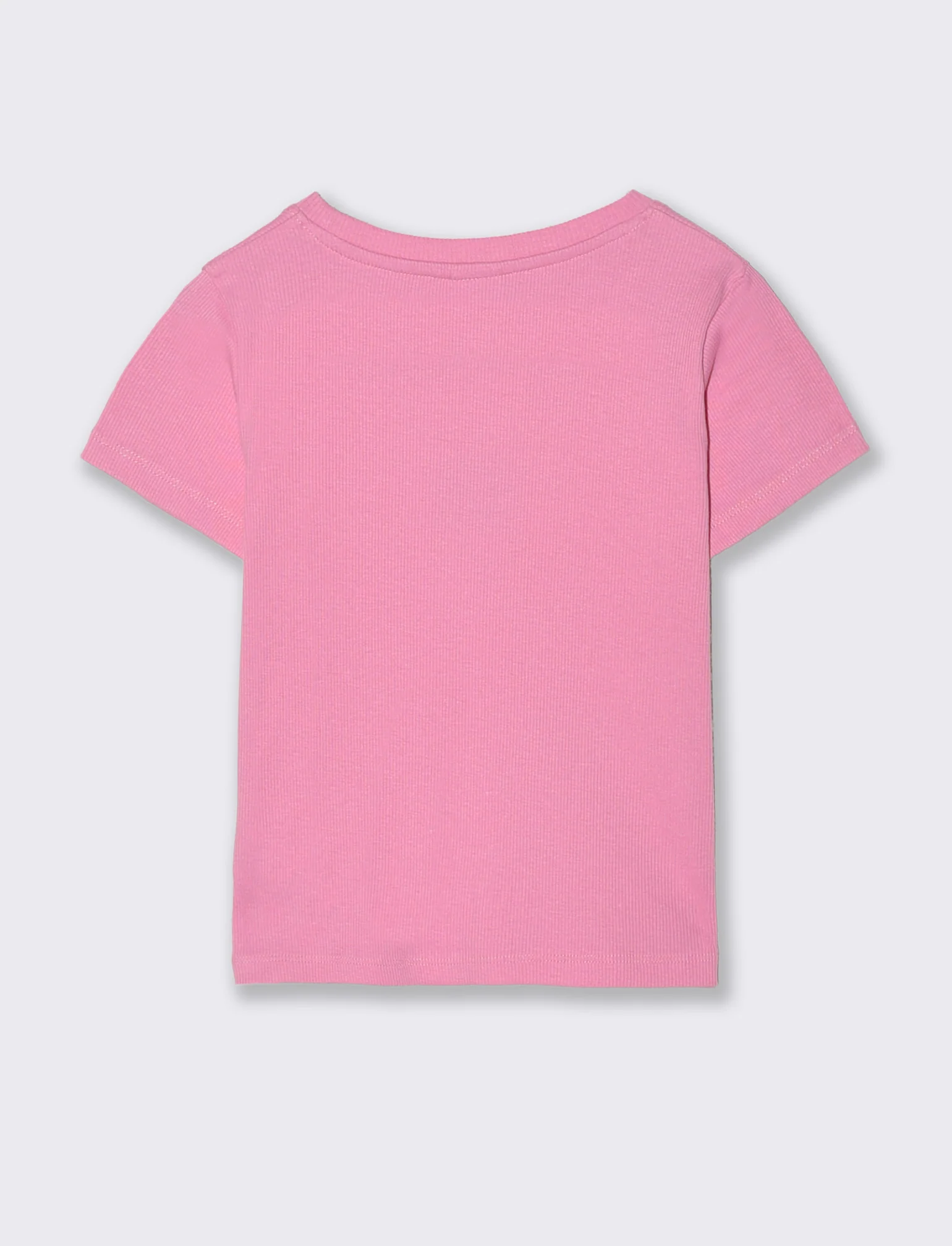T-shirt in costina con stella e strass - Rosa candy - Image 2