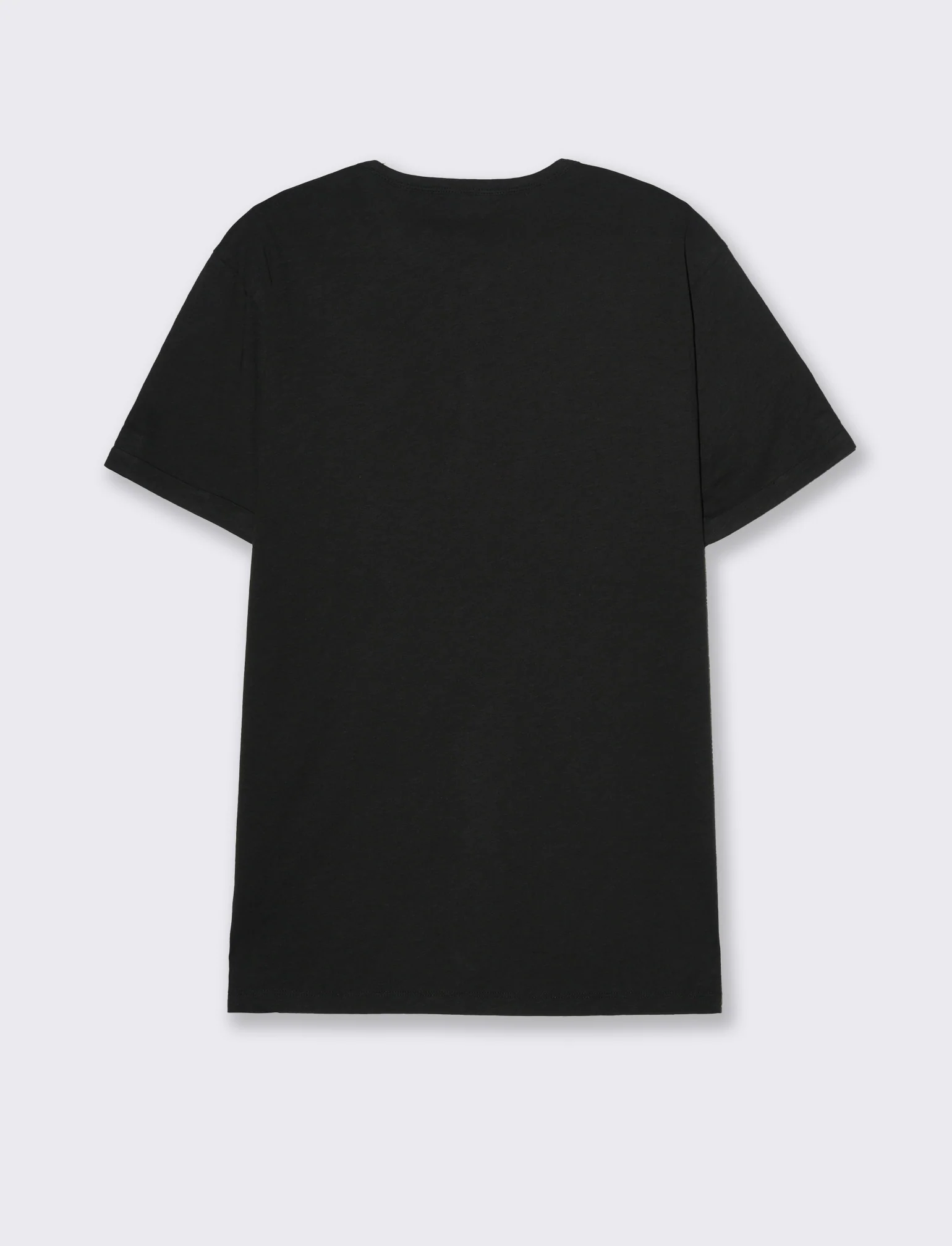 T-shirt in cotone con collo a serafino da uomo - Nero - Image 2