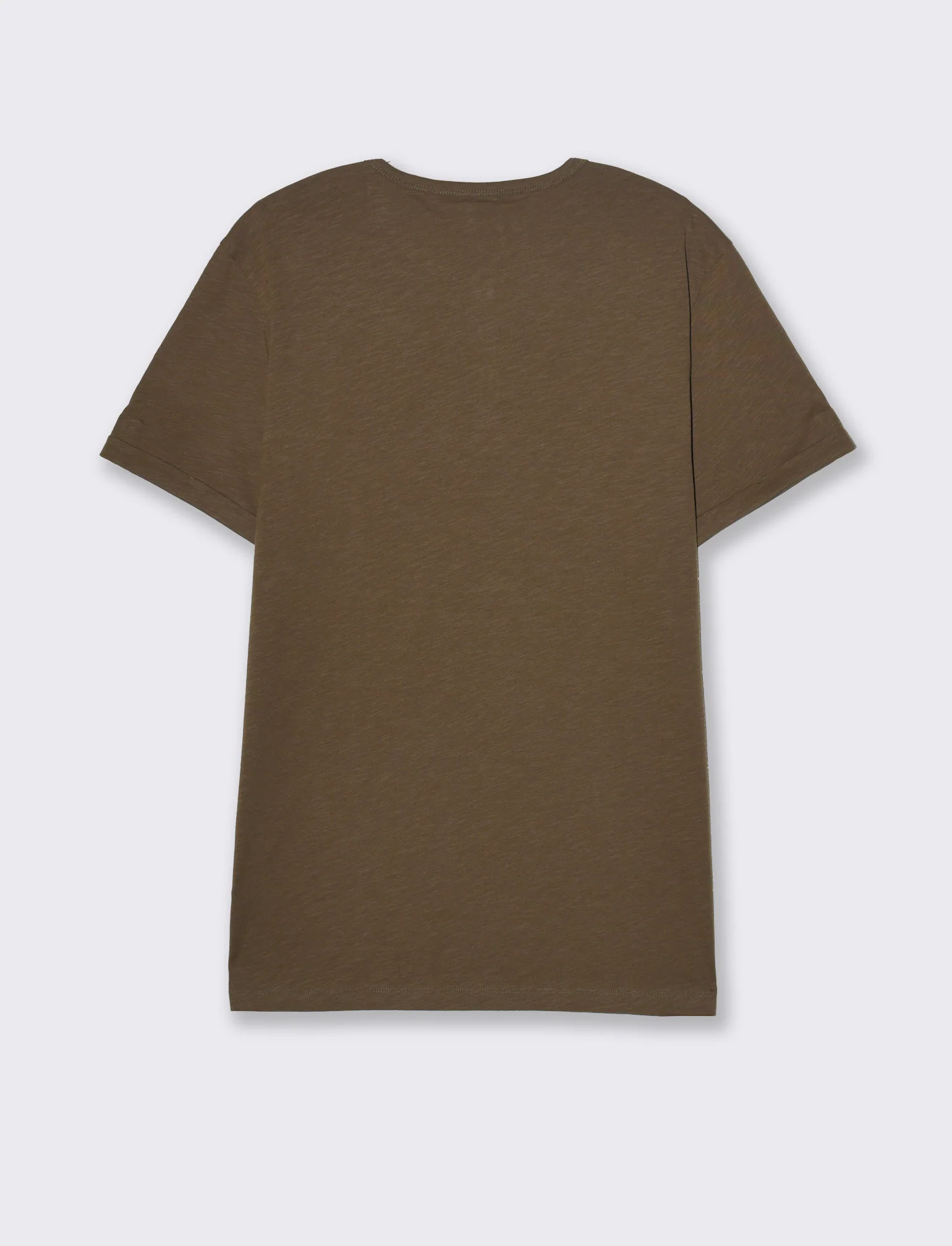 T-shirt in cotone con collo a serafino da uomo - Verde kaki - Image 5
