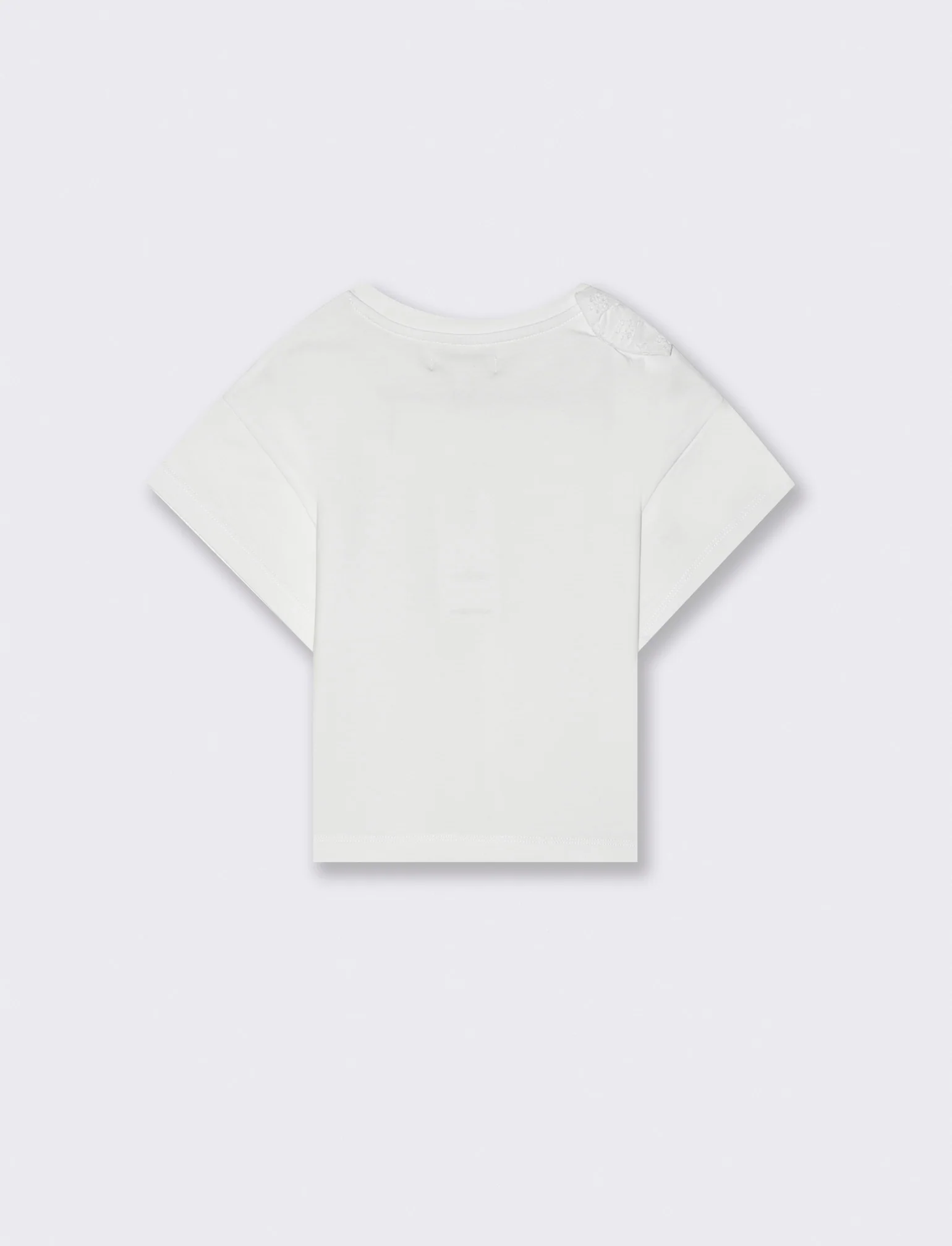 T-shirt in cotone con dettagli in sangallo da bambina - Bianco - Image 4