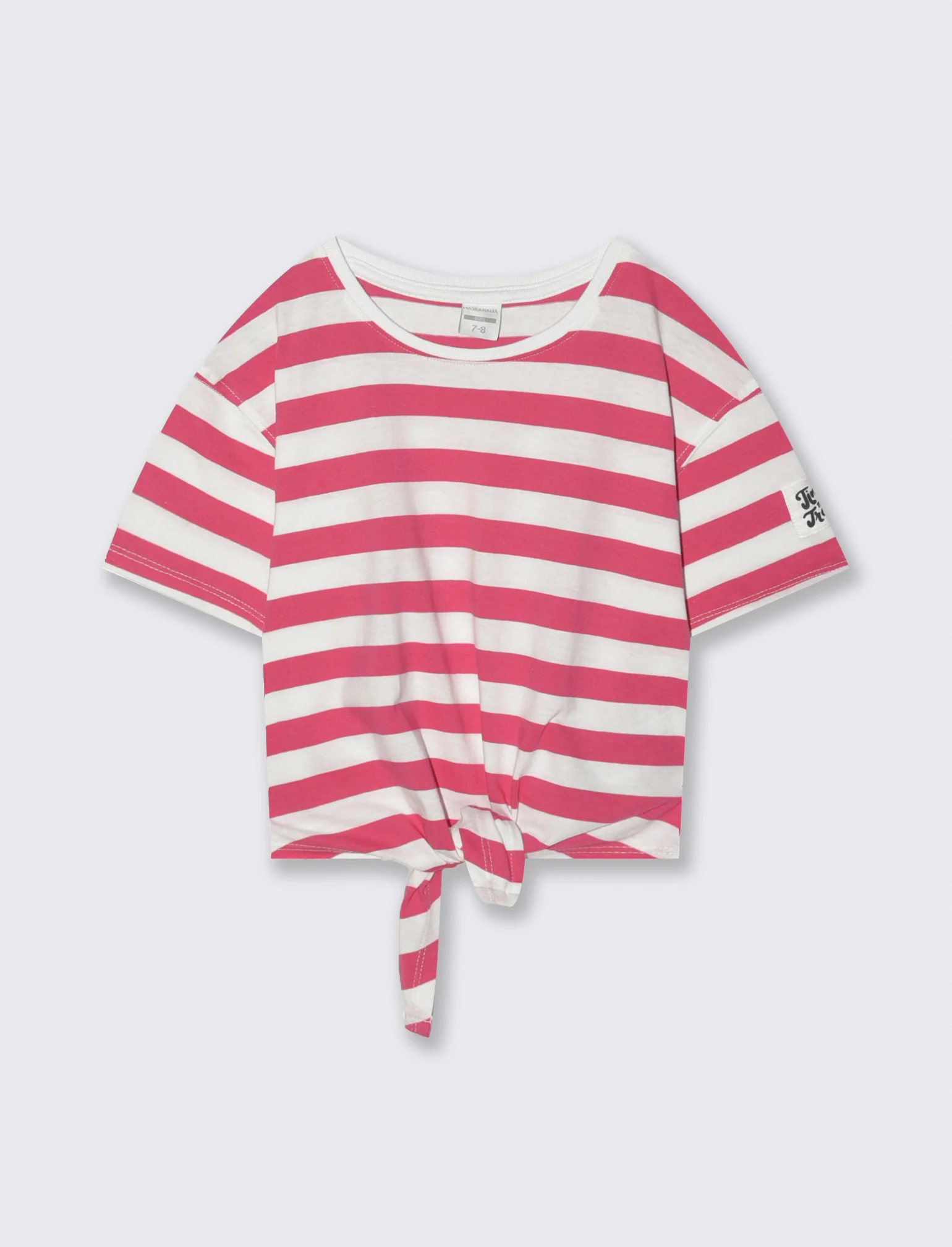 T-shirt in cotone con nodo per bambina - Fuxia