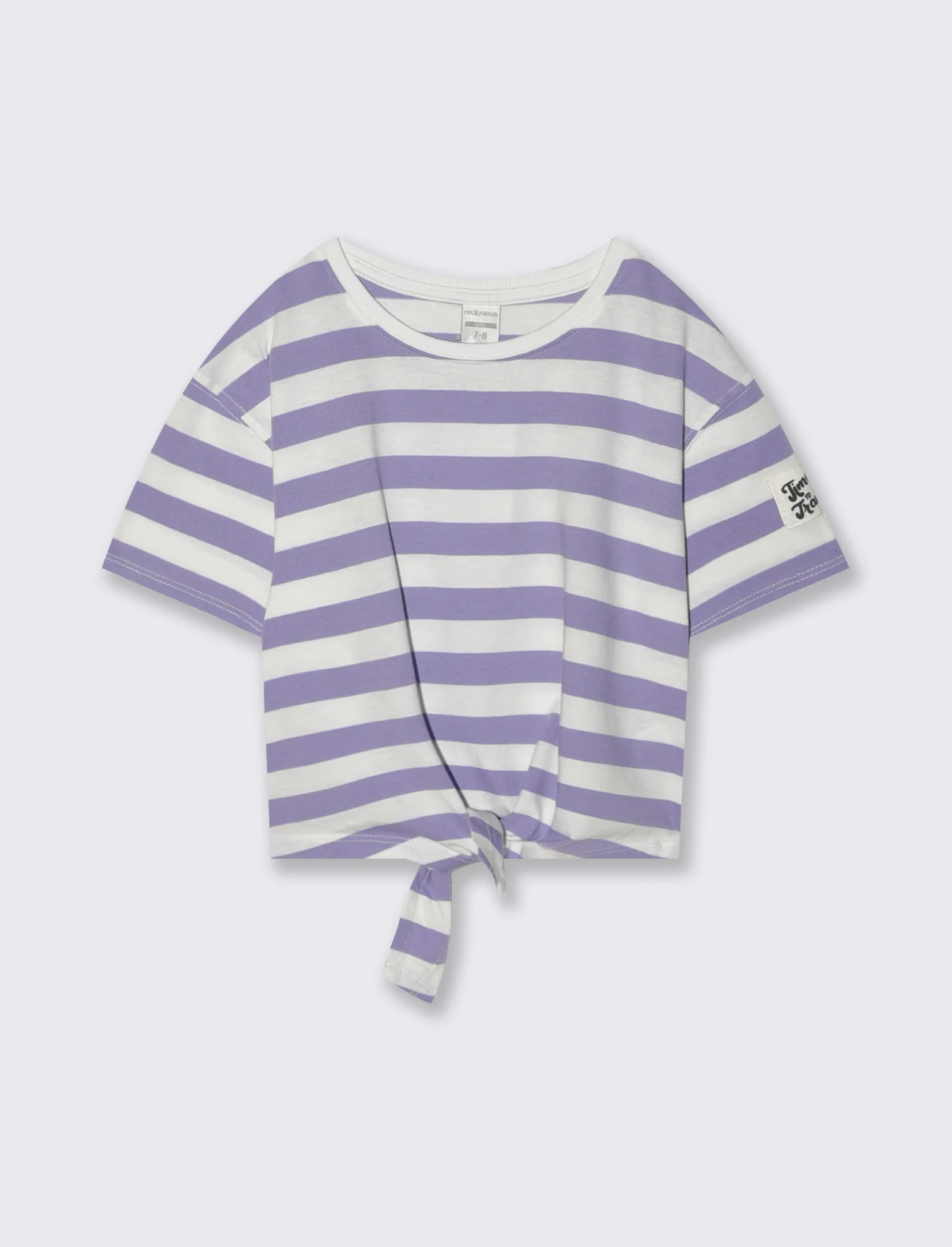 T-shirt in cotone con nodo per bambina - Lilla