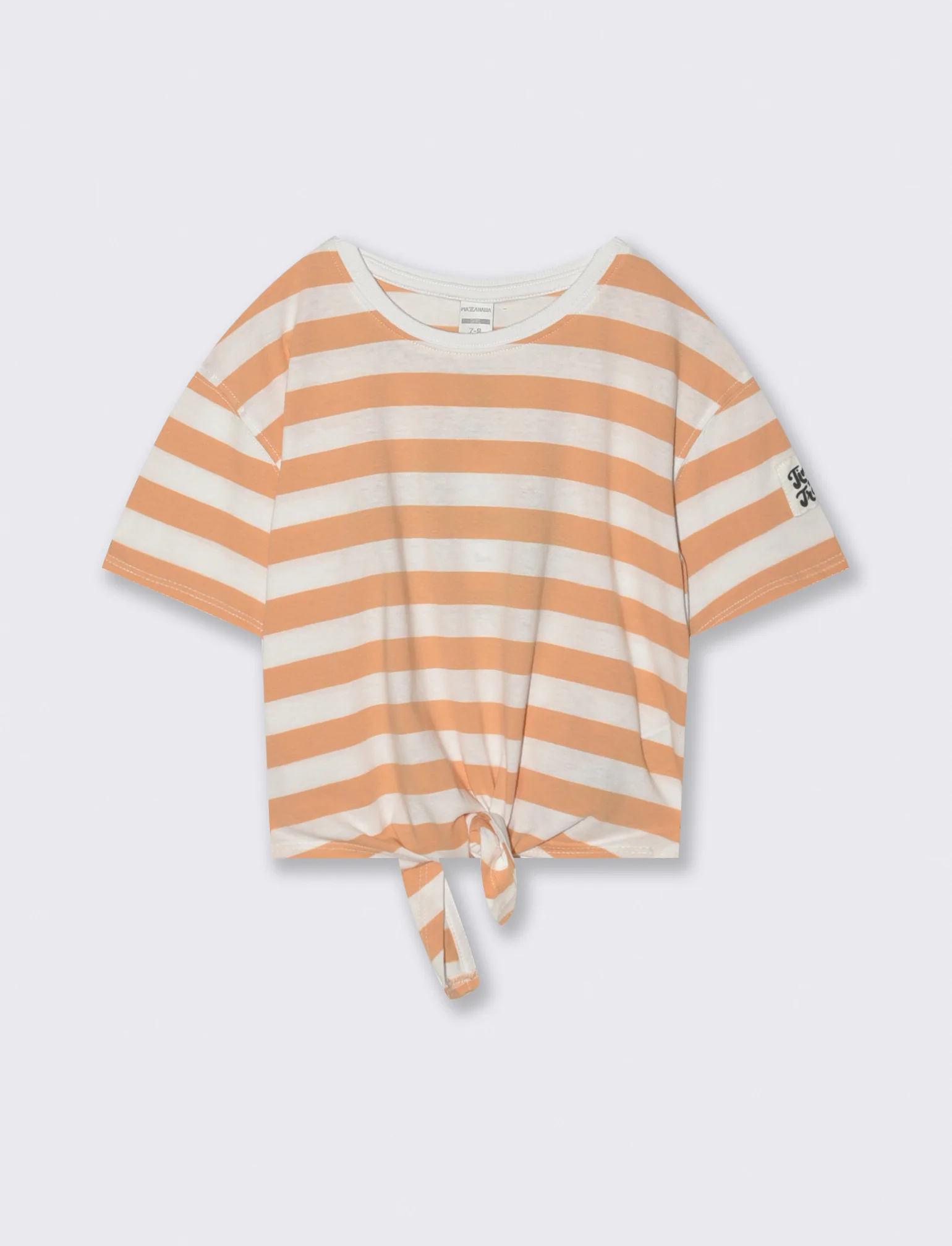 T-shirt in cotone con nodo per bambina - Pesca