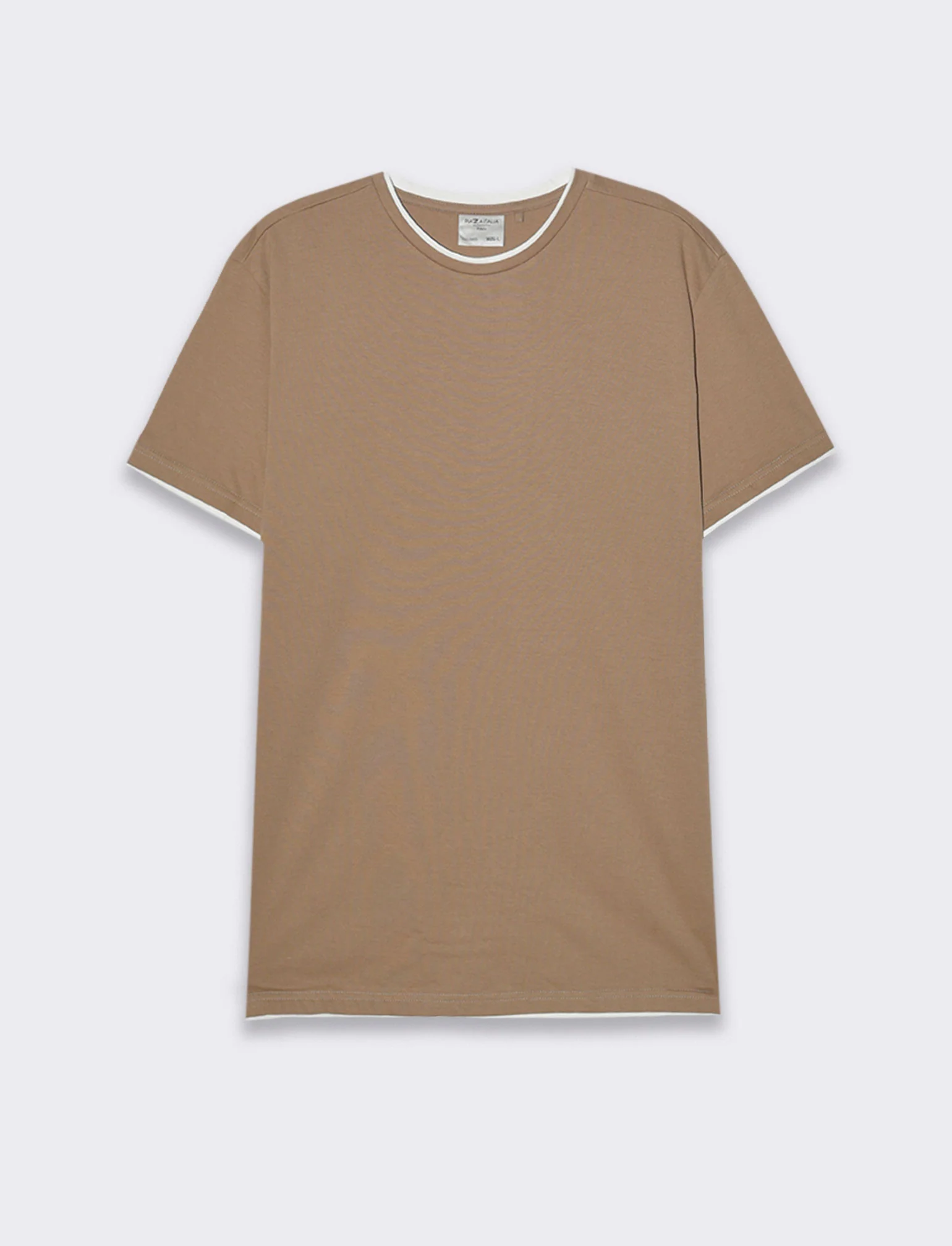 T-shirt in cotone con orli a contrasto da uomo - Grigio tortora - Image 3
