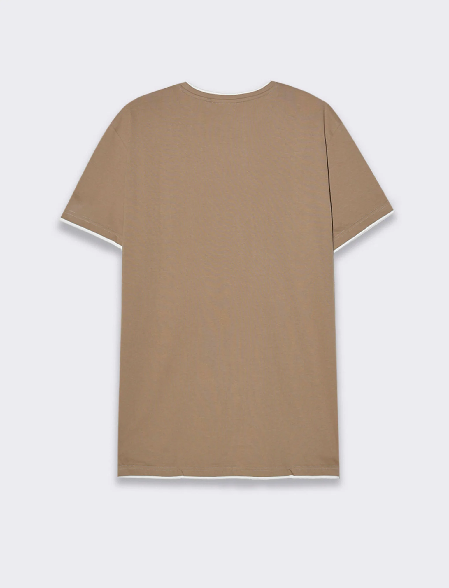 T-shirt in cotone con orli a contrasto da uomo - Grigio tortora - Image 4