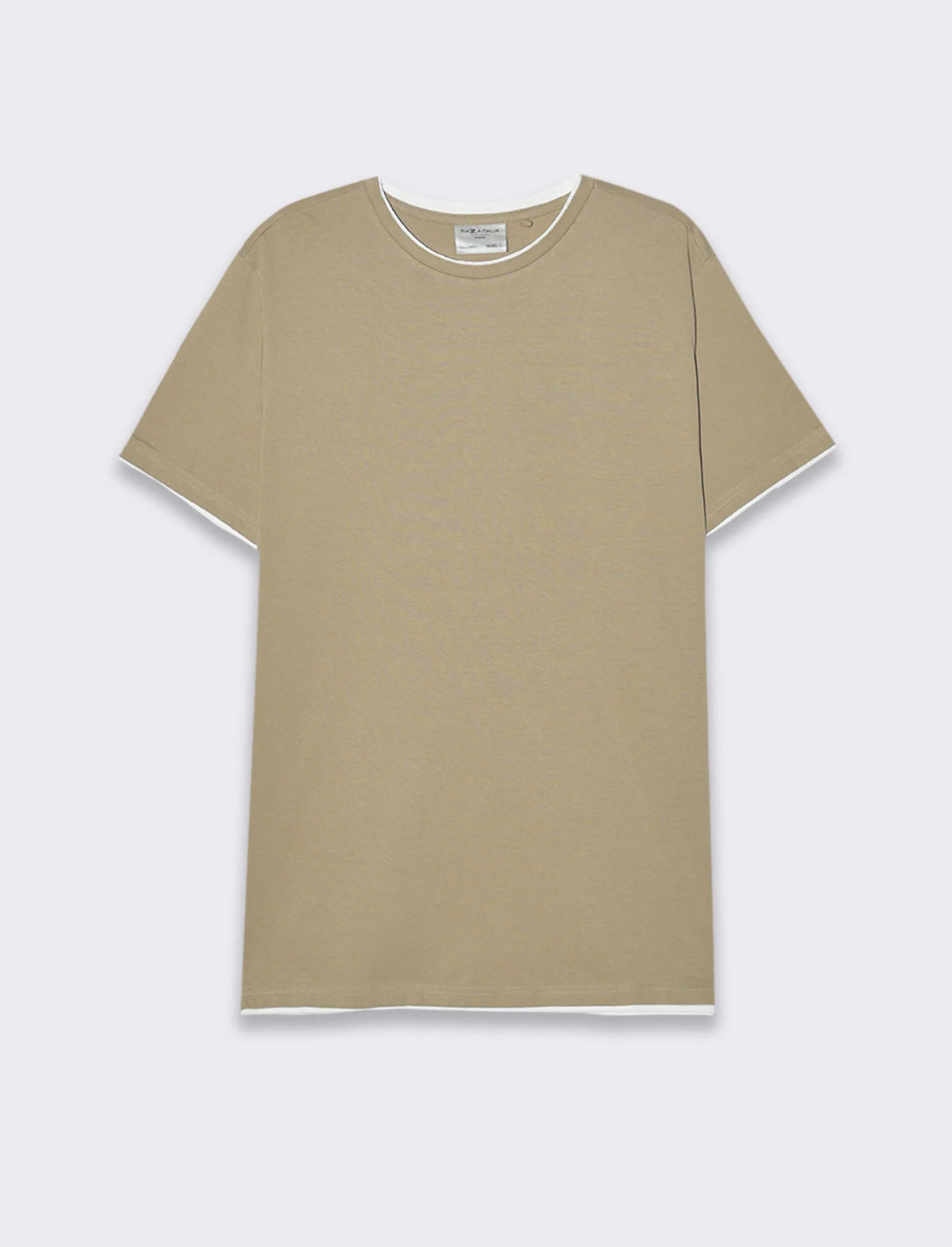 T-shirt in cotone con orli a contrasto da uomo - Verde salvia - Image 3