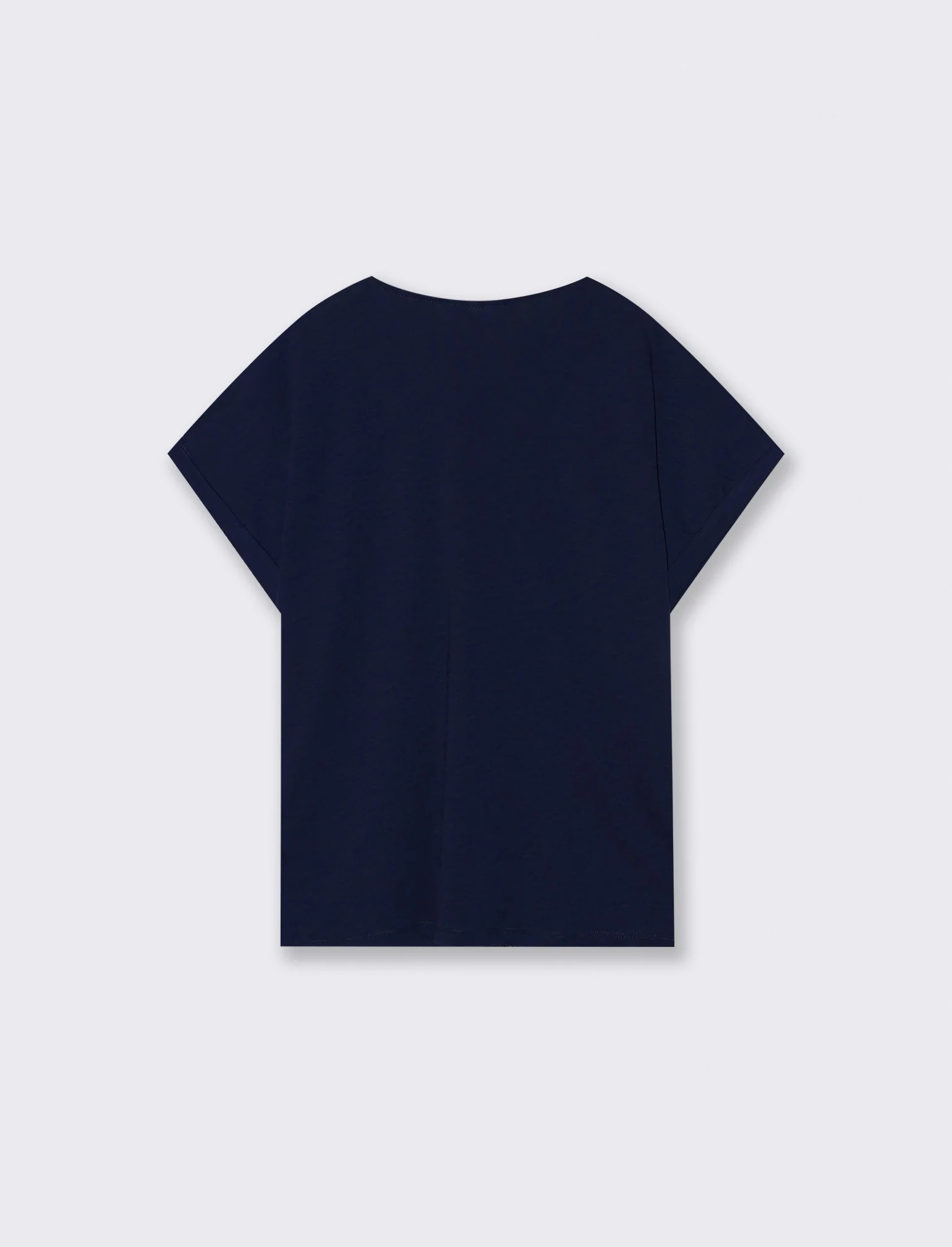T-Shirt in Cotone con Passamaneria e Pizzo - Blu - Image 2