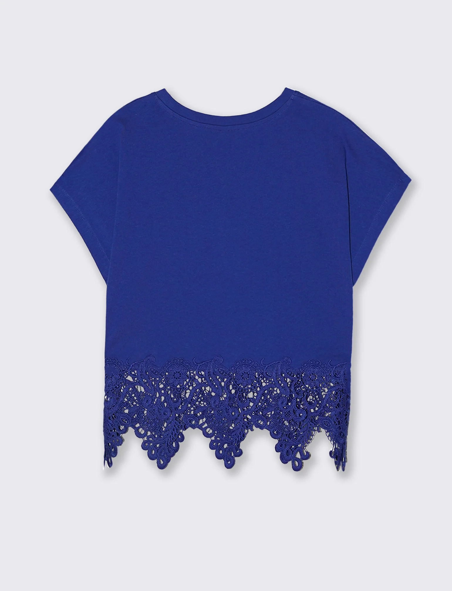 T-Shirt in Cotone con Pizzo al Fondo - Royal - Image 2