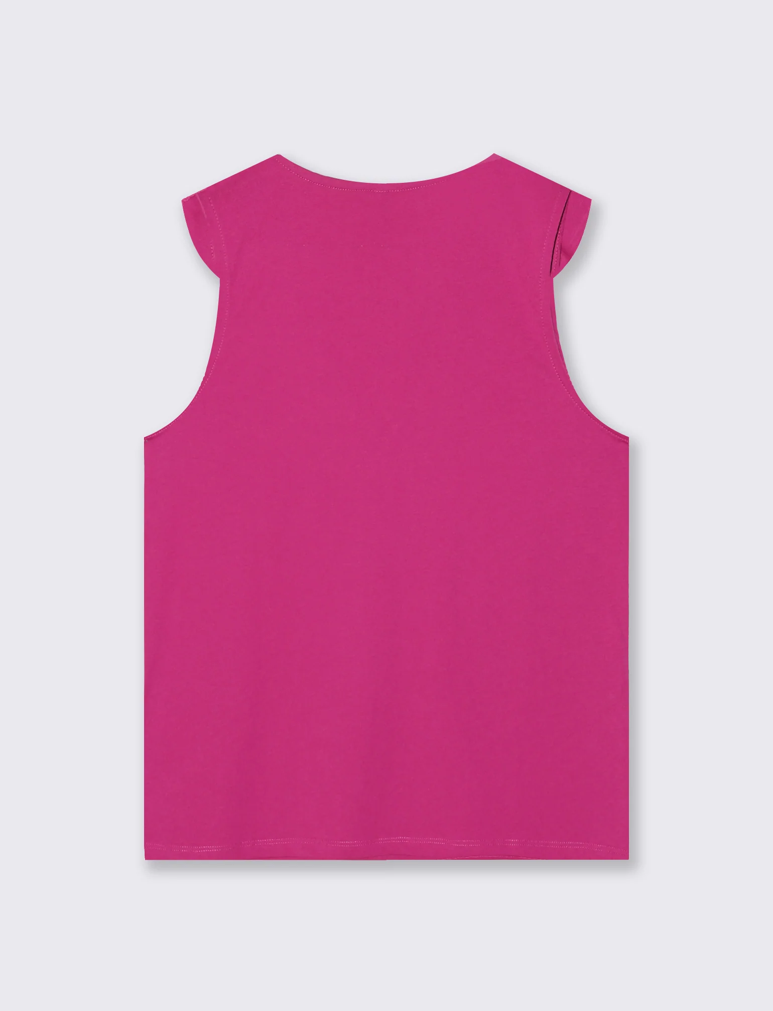 T-shirt in cotone con rouche V - Fuxia - Image 2