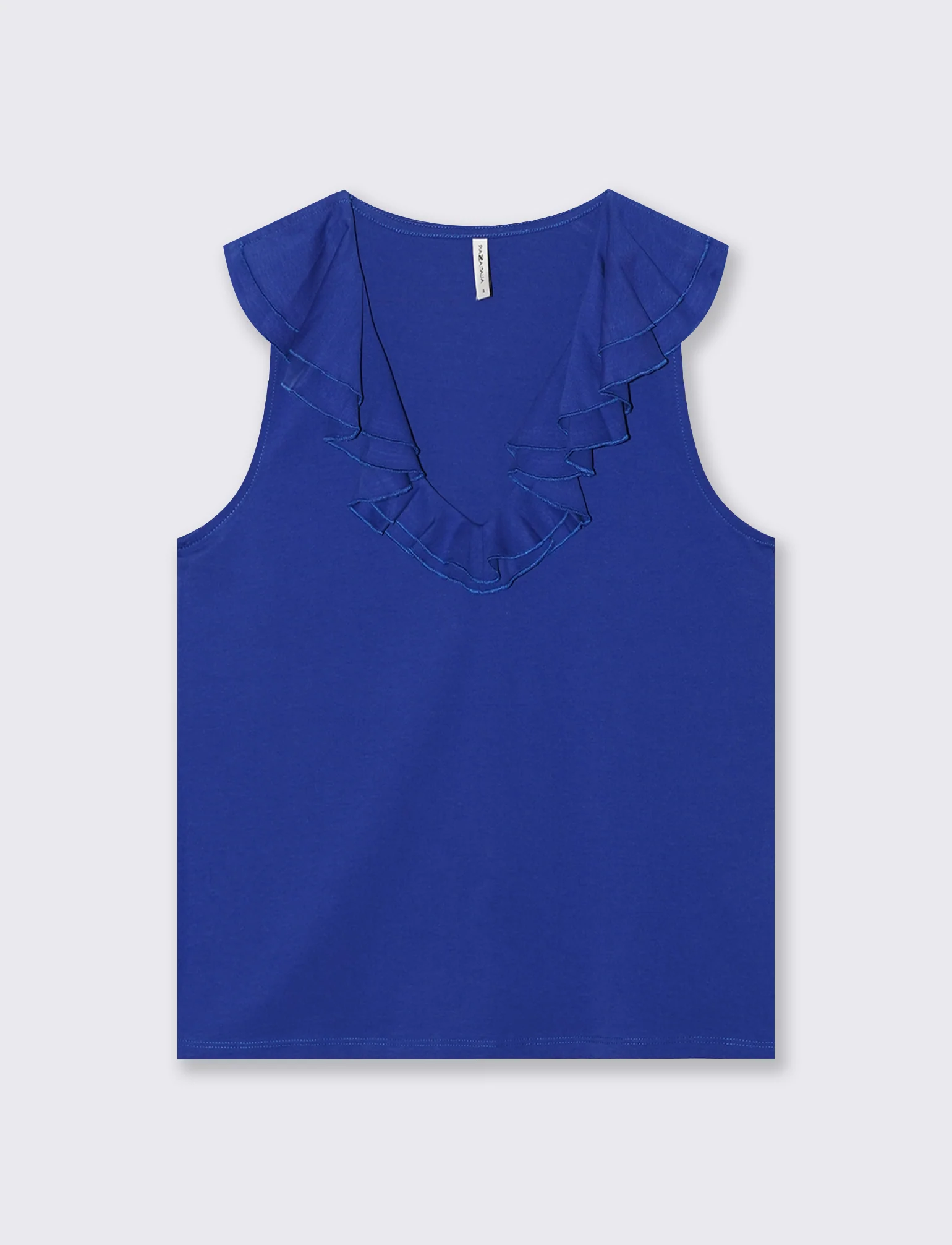 T-shirt in cotone con rouche V - Royal