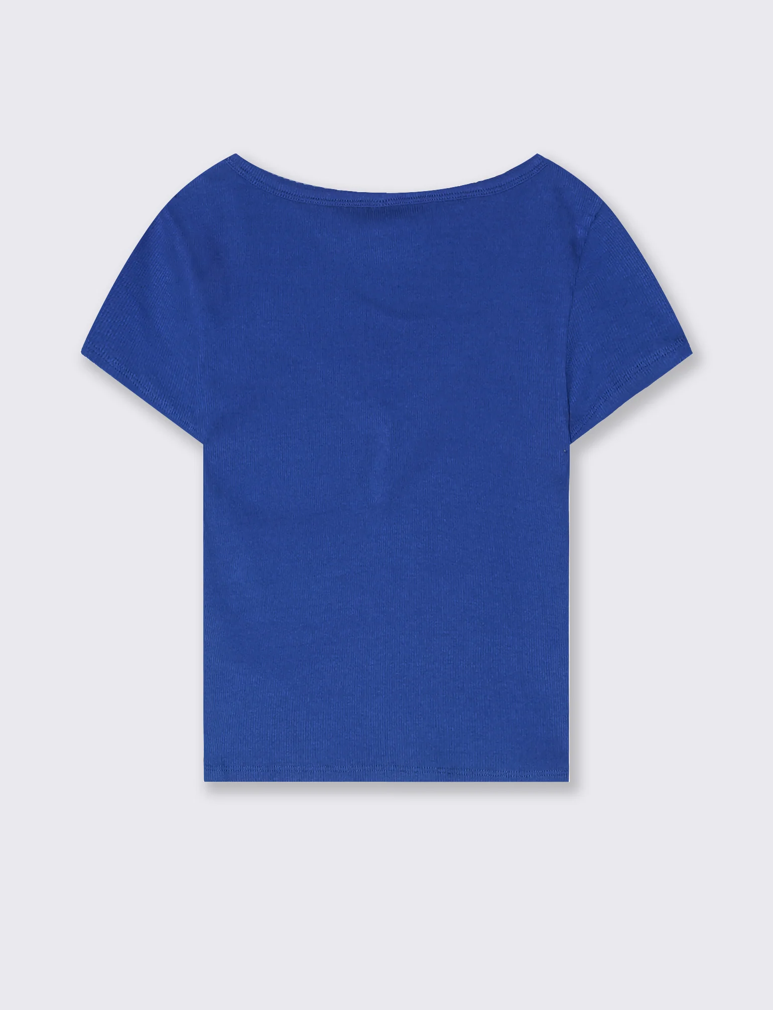 T-Shirt in Cotone con Scollo a V e Bottoni - Royal - Image 2