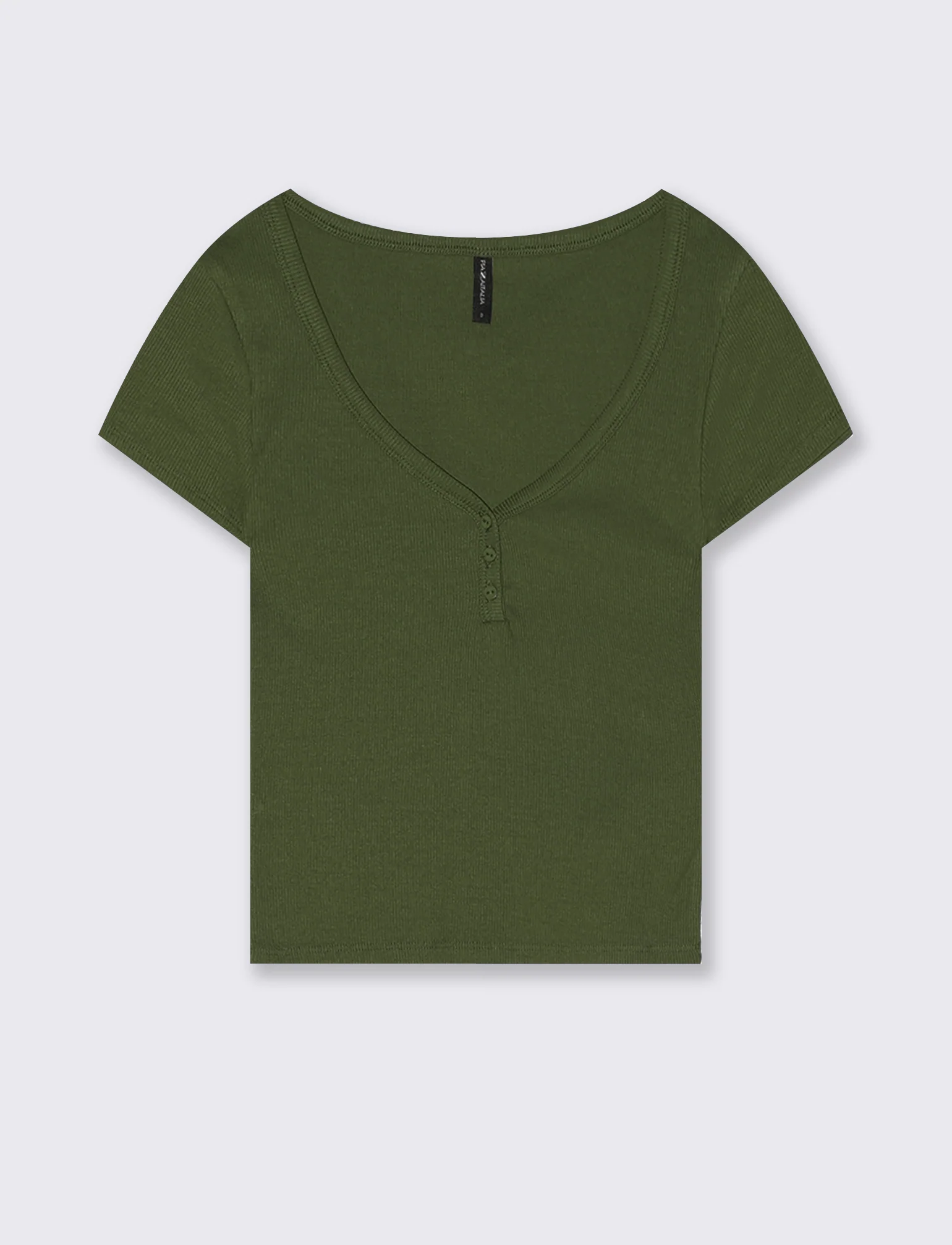 T-Shirt in Cotone con Scollo a V e Bottoni - Ve.milit.