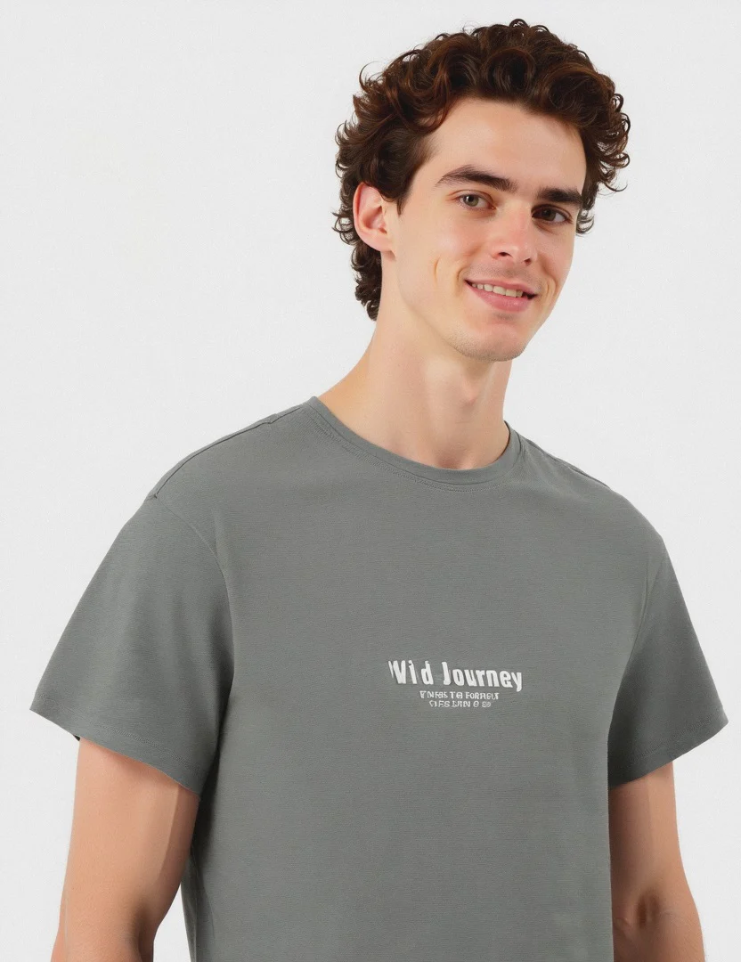 T-SHIRT IN COTONE CON STAMPA A RILIEVO - Verde salvia