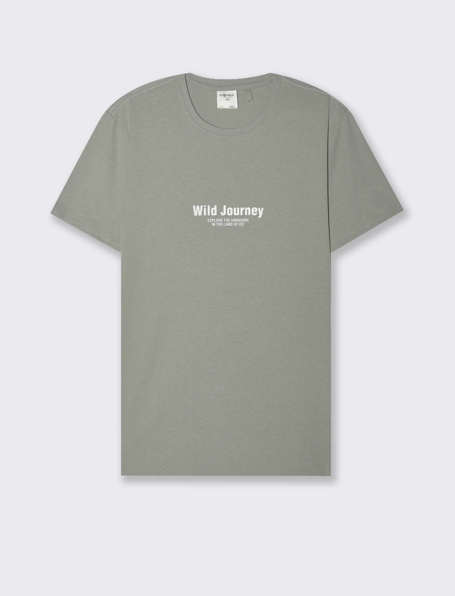 T-SHIRT IN COTONE CON STAMPA A RILIEVO - Verde salvia - Image 2