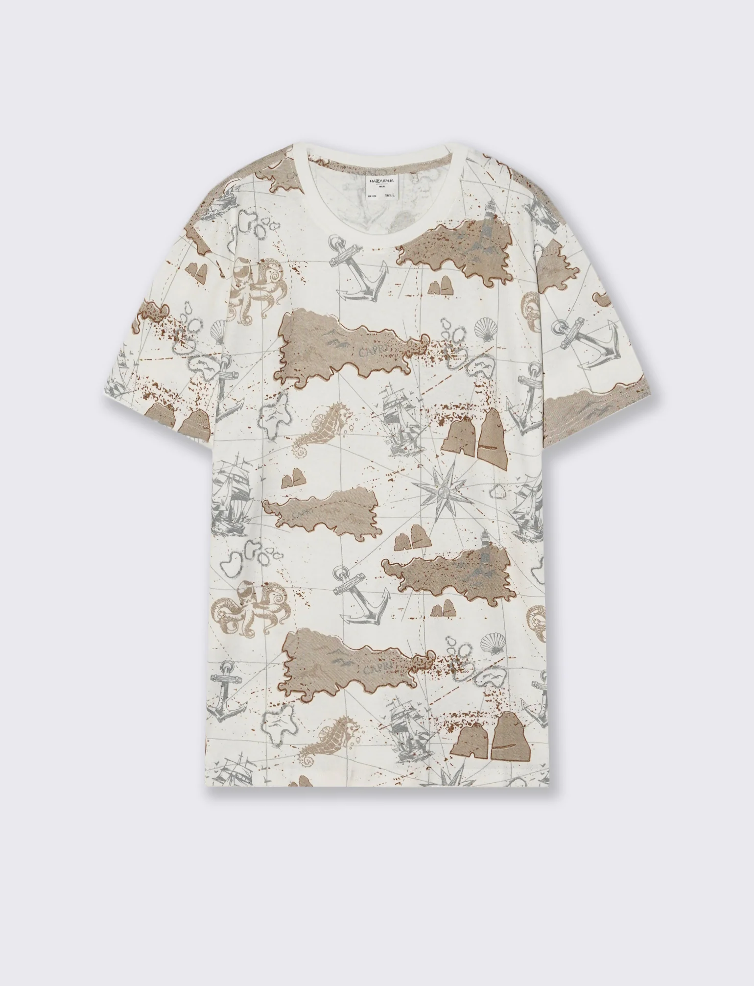 T-shirt in cotone con stampa all over - Bianco