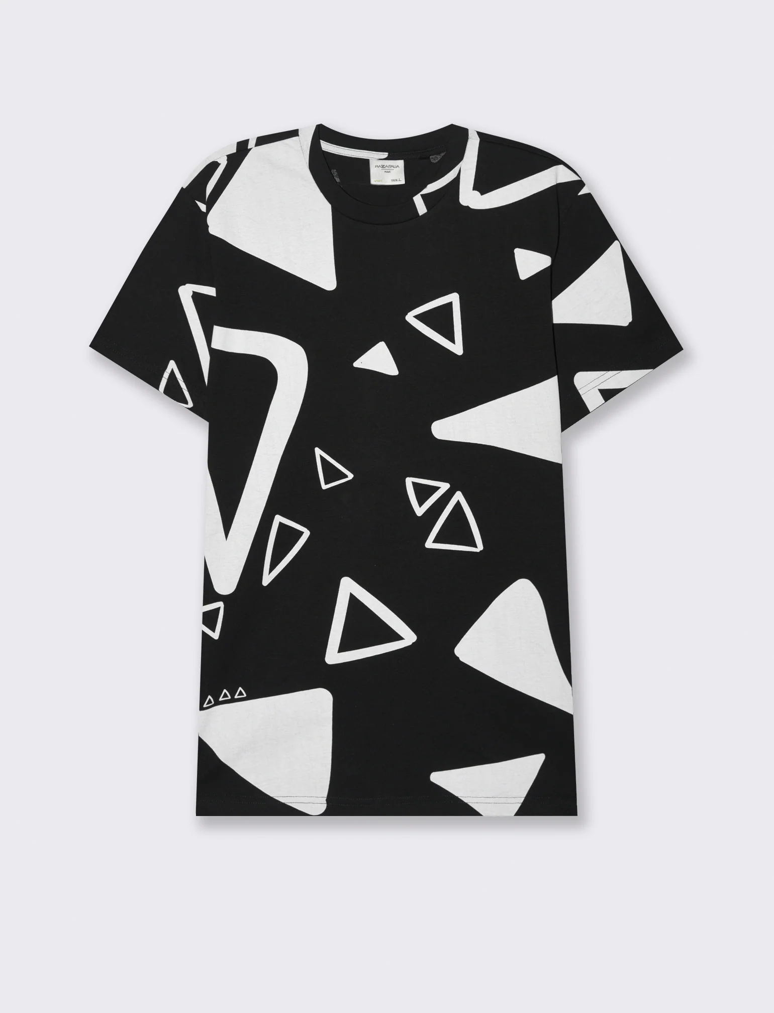 T-shirt in cotone con stampa astratta all over da uomo - Nero - Image 4