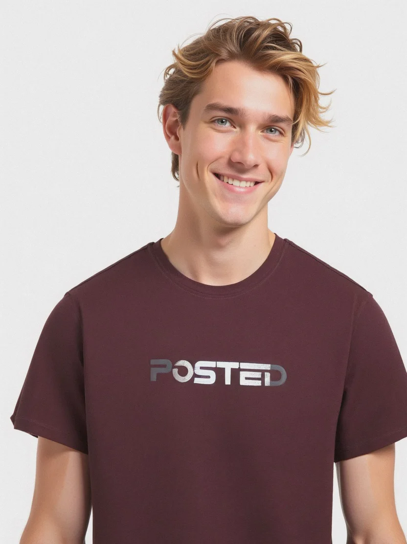T-SHIRT IN COTONE CON STAMPA DEGRADE' - Bordeaux