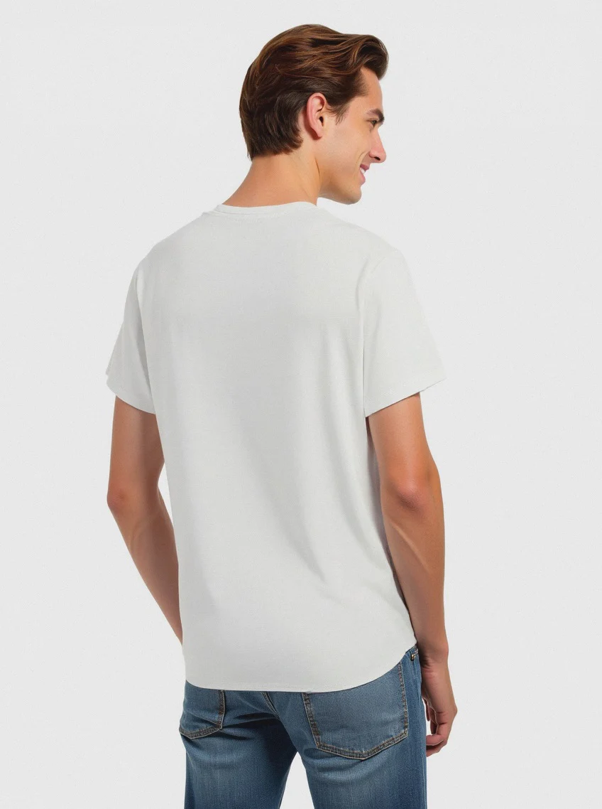 T-SHIRT IN COTONE CON STAMPA FLOCK - Bianco - Image 4