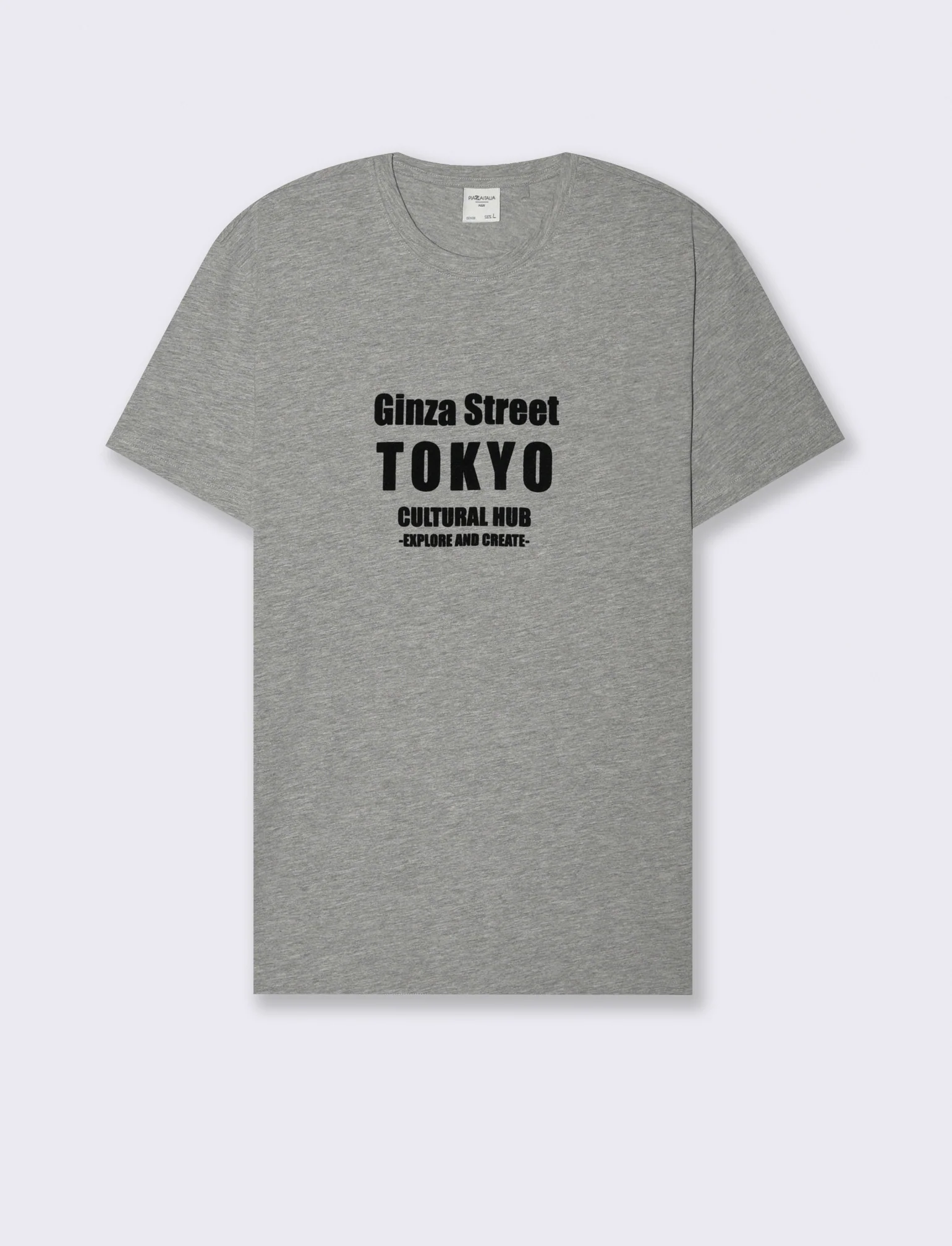 T-SHIRT IN COTONE CON STAMPA FLOCK - Grigio mel.