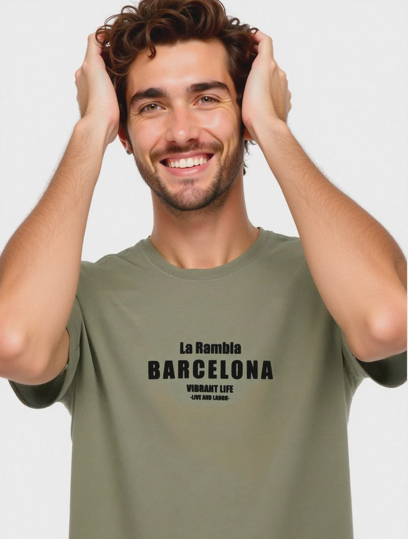 T-SHIRT IN COTONE CON STAMPA FLOCK - Verde salvia