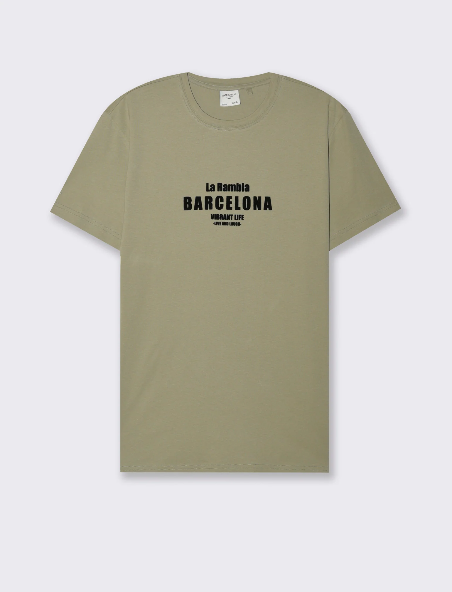T-SHIRT IN COTONE CON STAMPA FLOCK - Verde salvia - Image 3