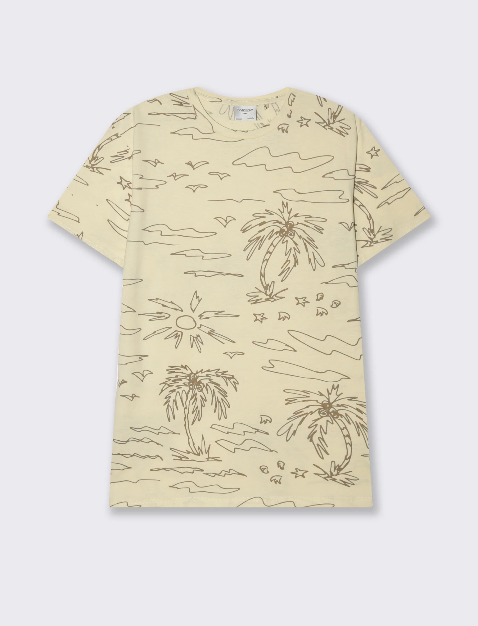 T-shirt in cotone con stampa floreale all over da uomo - Beige ecru - Image 4