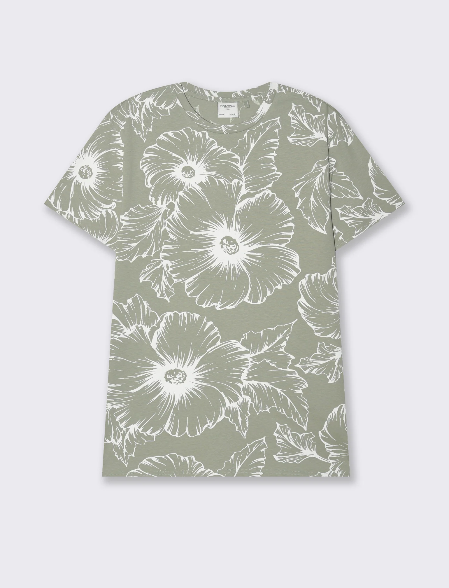 T-shirt in cotone con stampa floreale all over da uomo - Verde
