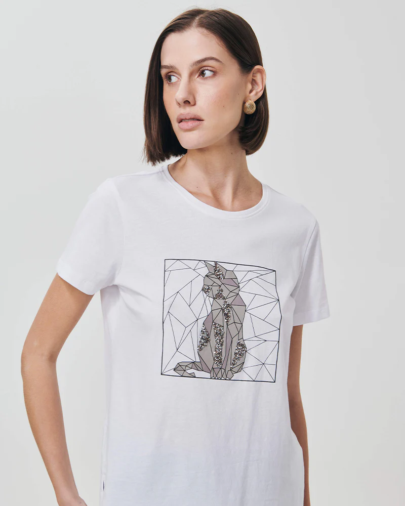 T-Shirt in Cotone con Stampa Frontale - var 3 - Image 3