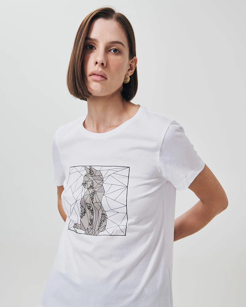 T-Shirt in Cotone con Stampa Frontale - var 3 - Image 4