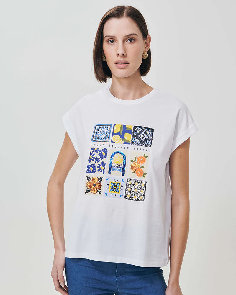 T-shirt in cotone con stampa frontale - var 1 - Image 4