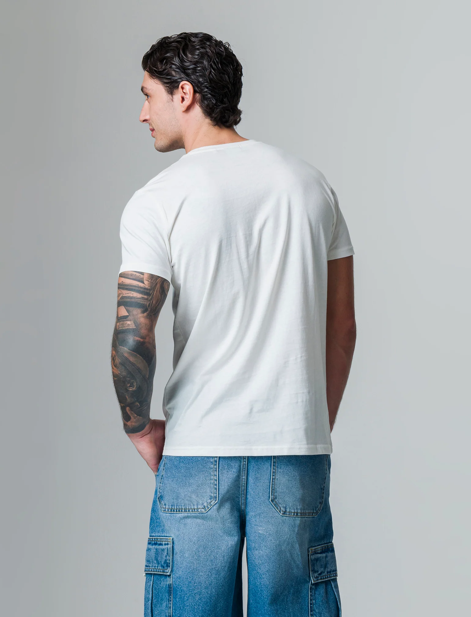 T-shirt in cotone con stampa regular fit da uomo - Bianco