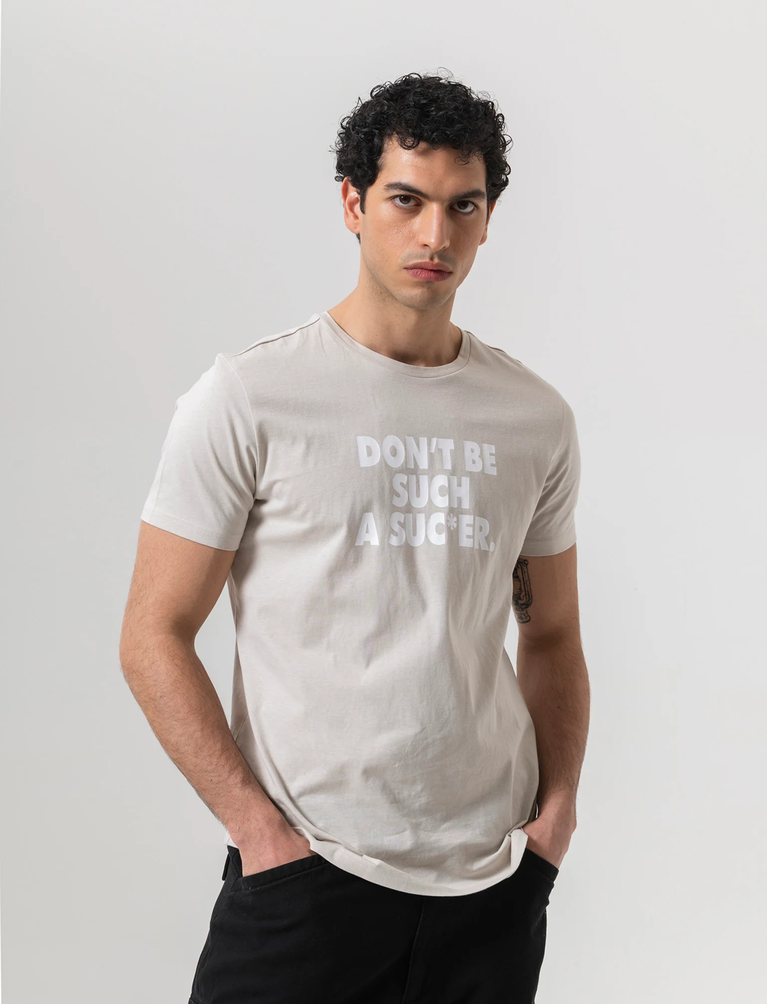 T-shirt in cotone con stampa regular fit da uomo - Grigio ghiaccio - Image 2