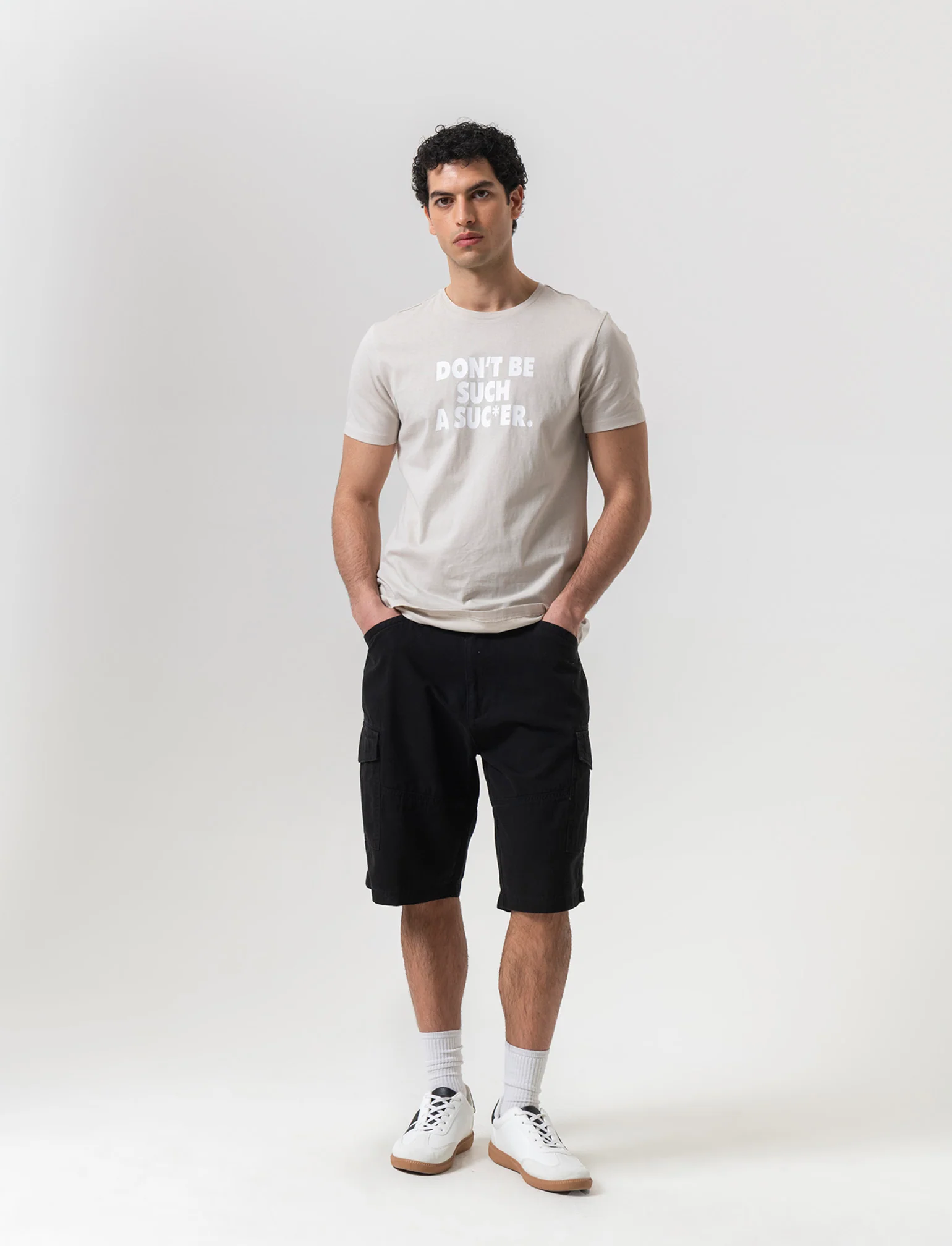 T-shirt in cotone con stampa regular fit da uomo - Grigio ghiaccio - Image 3