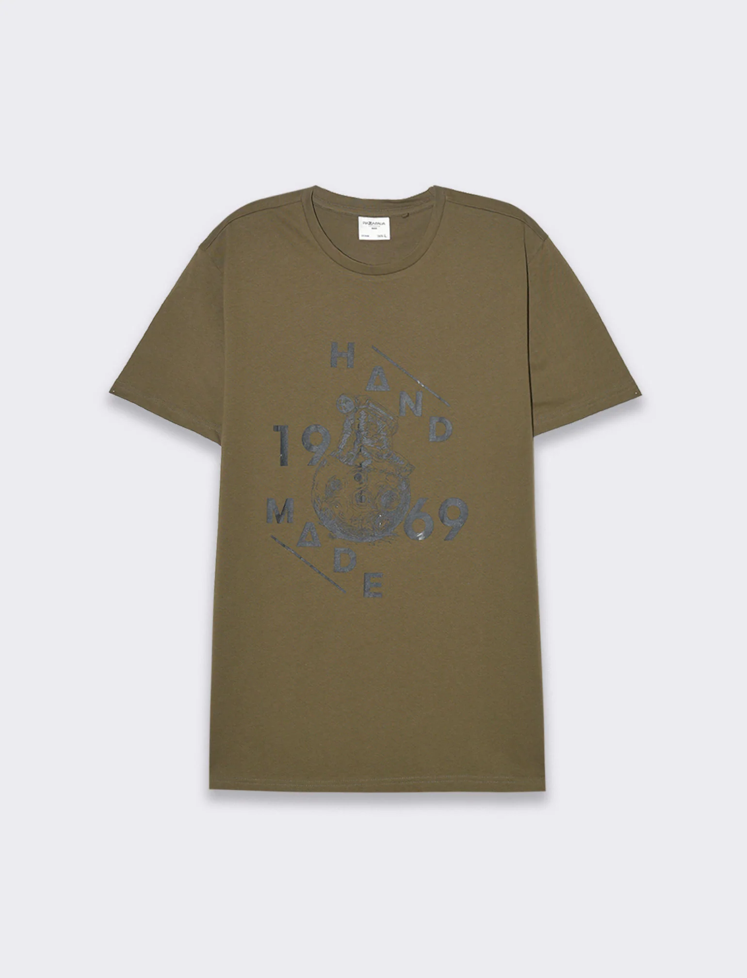 T-shirt in cotone con stampa regular fit da uomo - Verde kaki