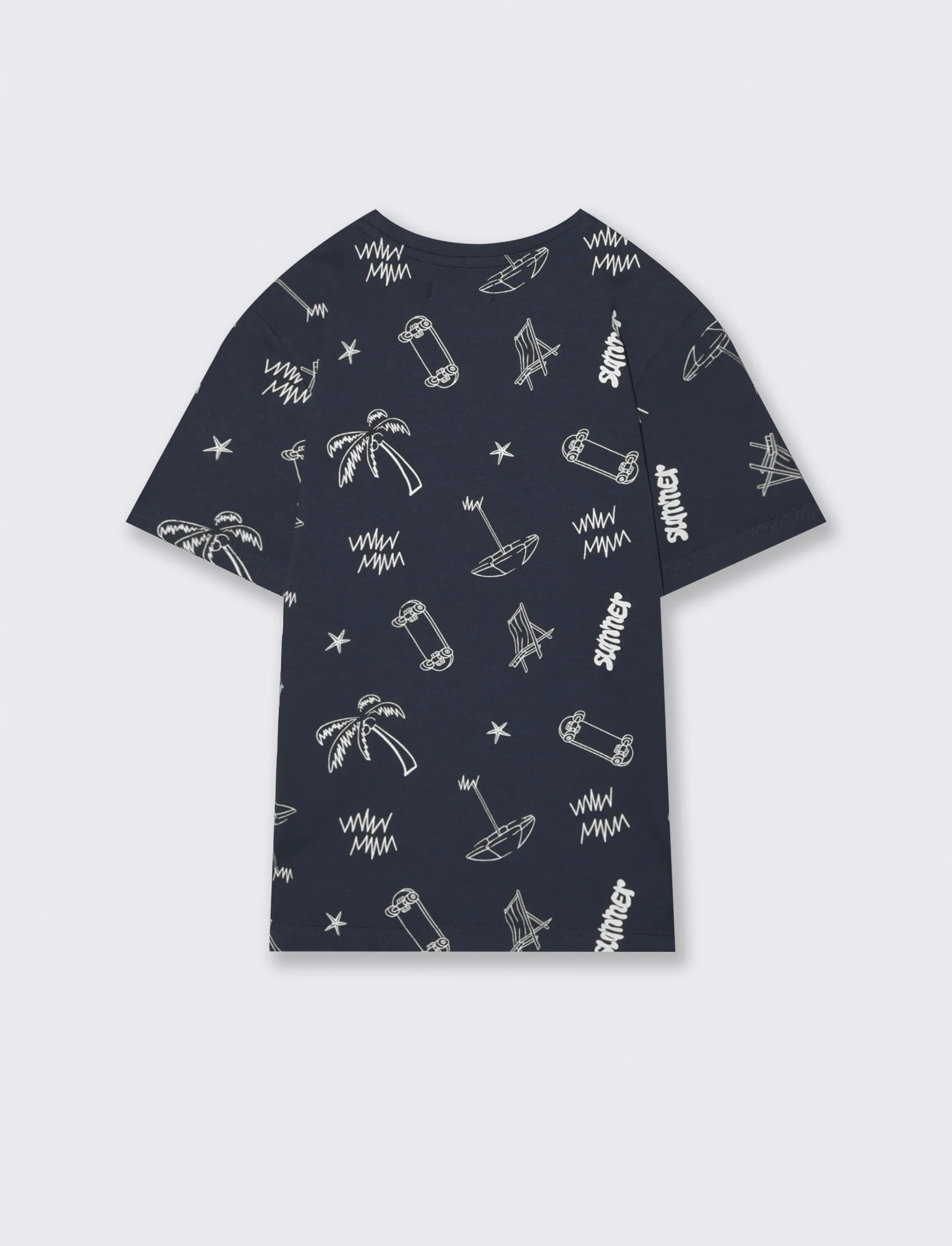 T-shirt in cotone con stampe beach - Blu - Image 2