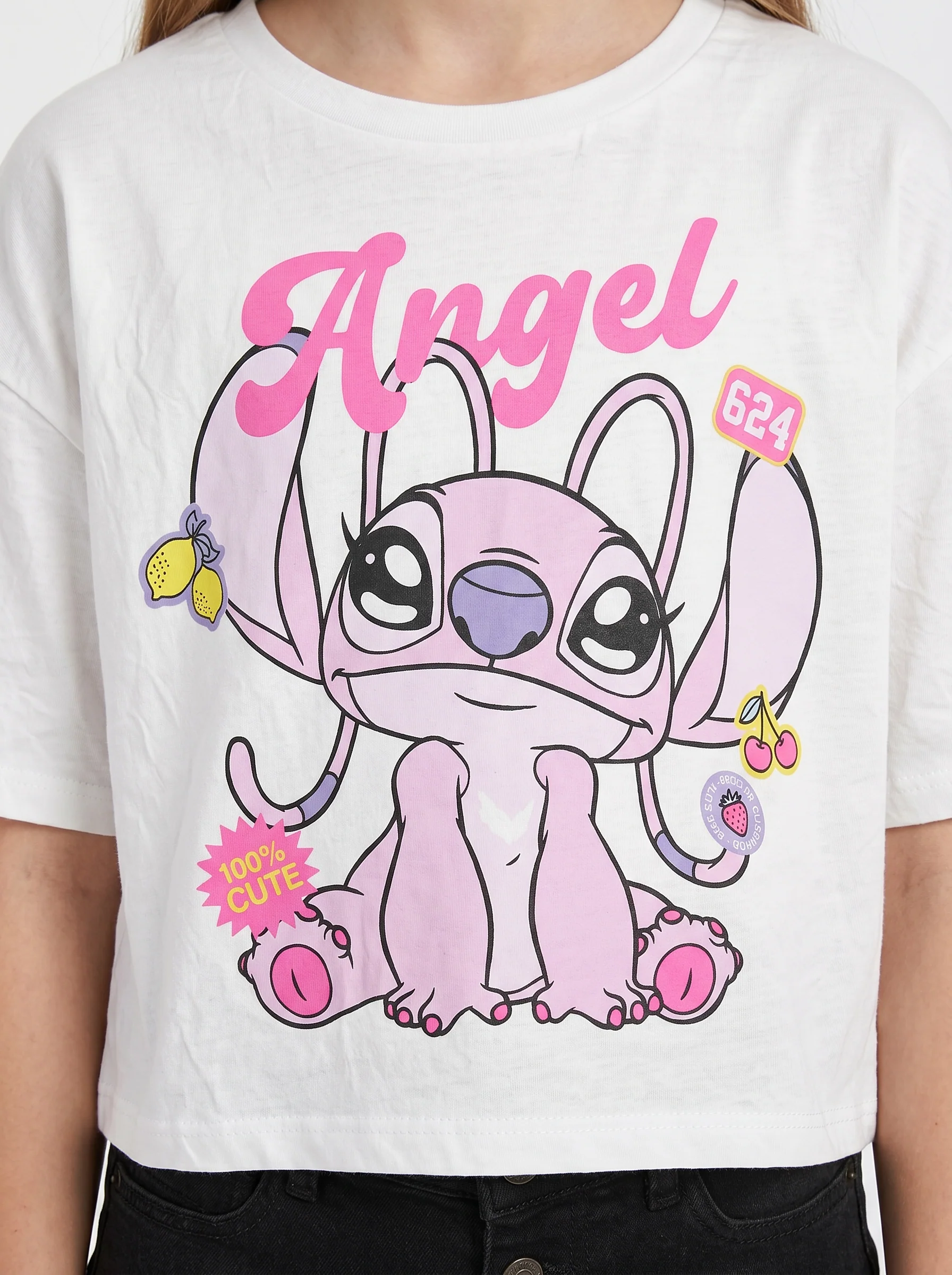 T-Shirt in cotone con stampe by Stitch - Bianco