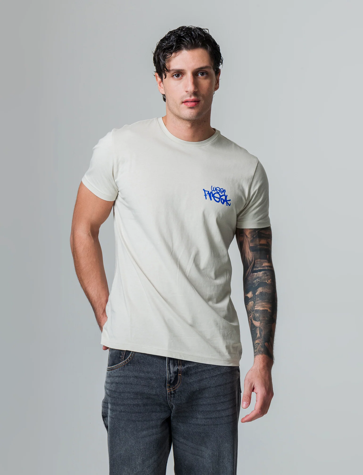T-shirt in cotone con stampe regular fit da uomo - Grigio ghiaccio - Image 3
